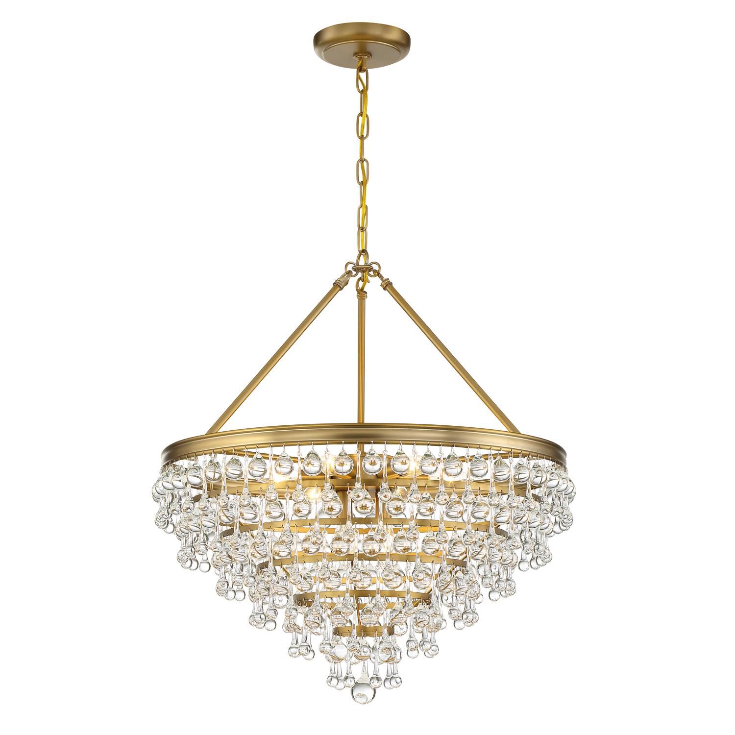 Shown in Vibrant Gold finish and Clear Glass Drops crystal