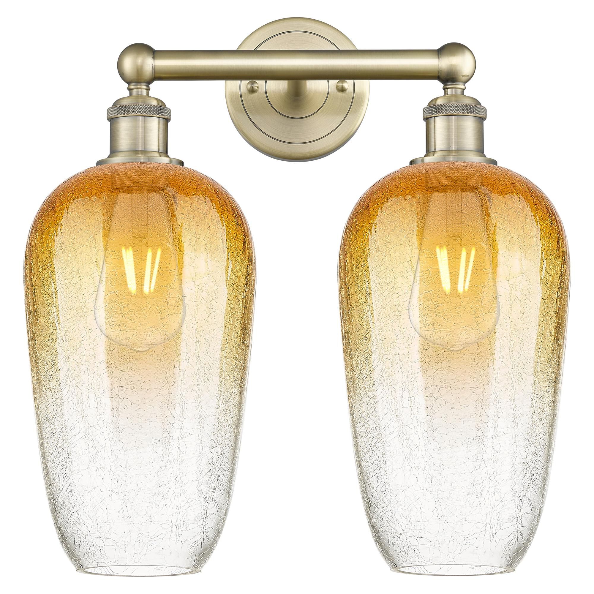 Shown in Antique Brass finish and Amber glass