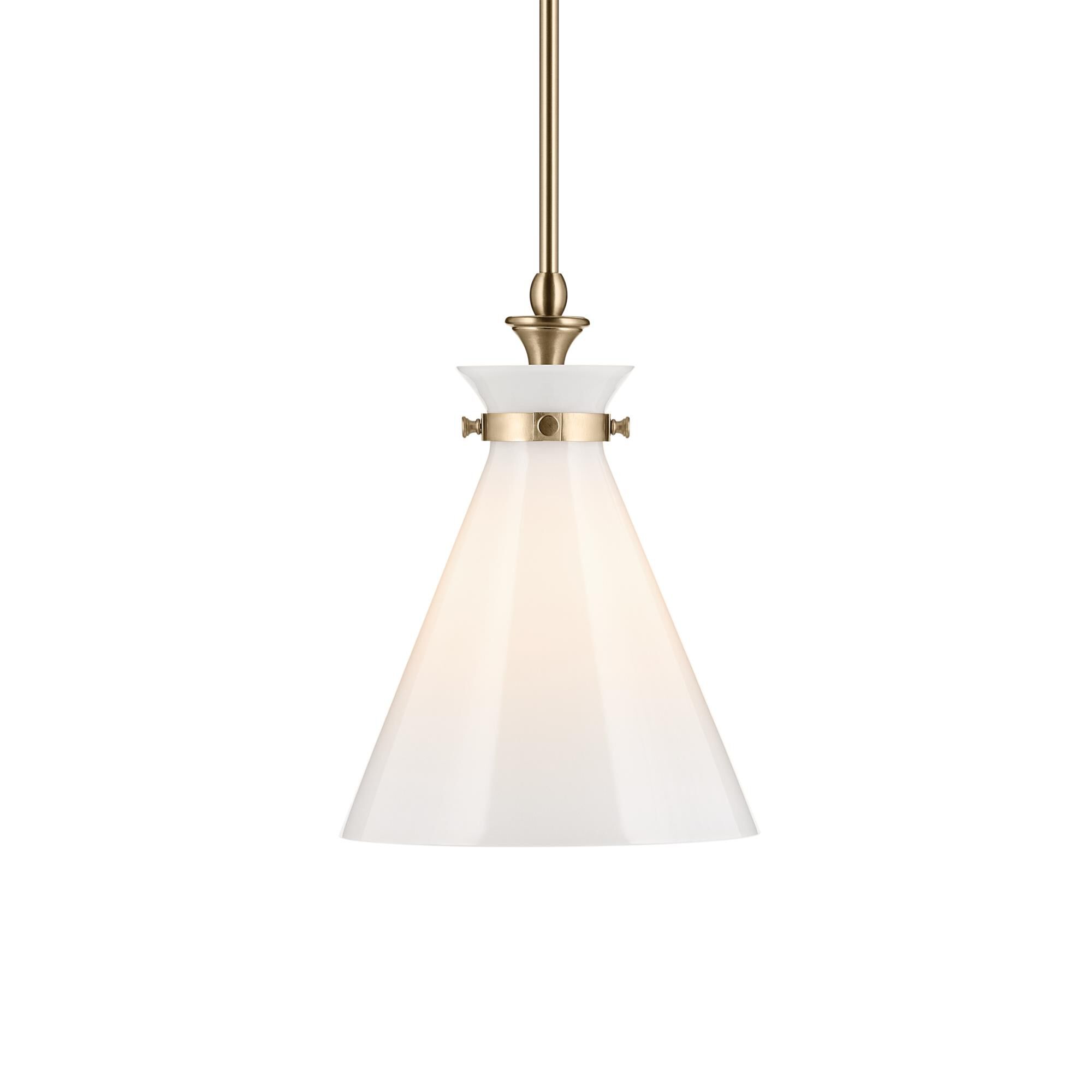 Shown in Champagne Bronze finish and Opal glass