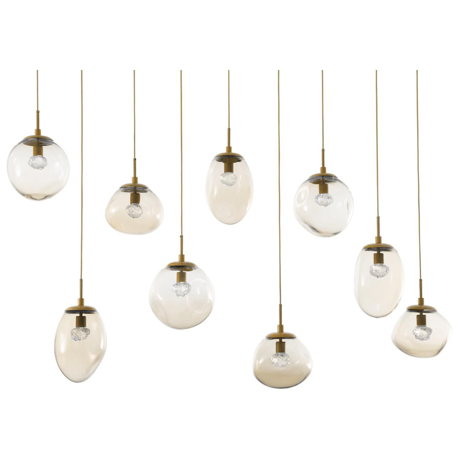 Shown in Gilded Brass finish and Floret Inner Amber Outer glass