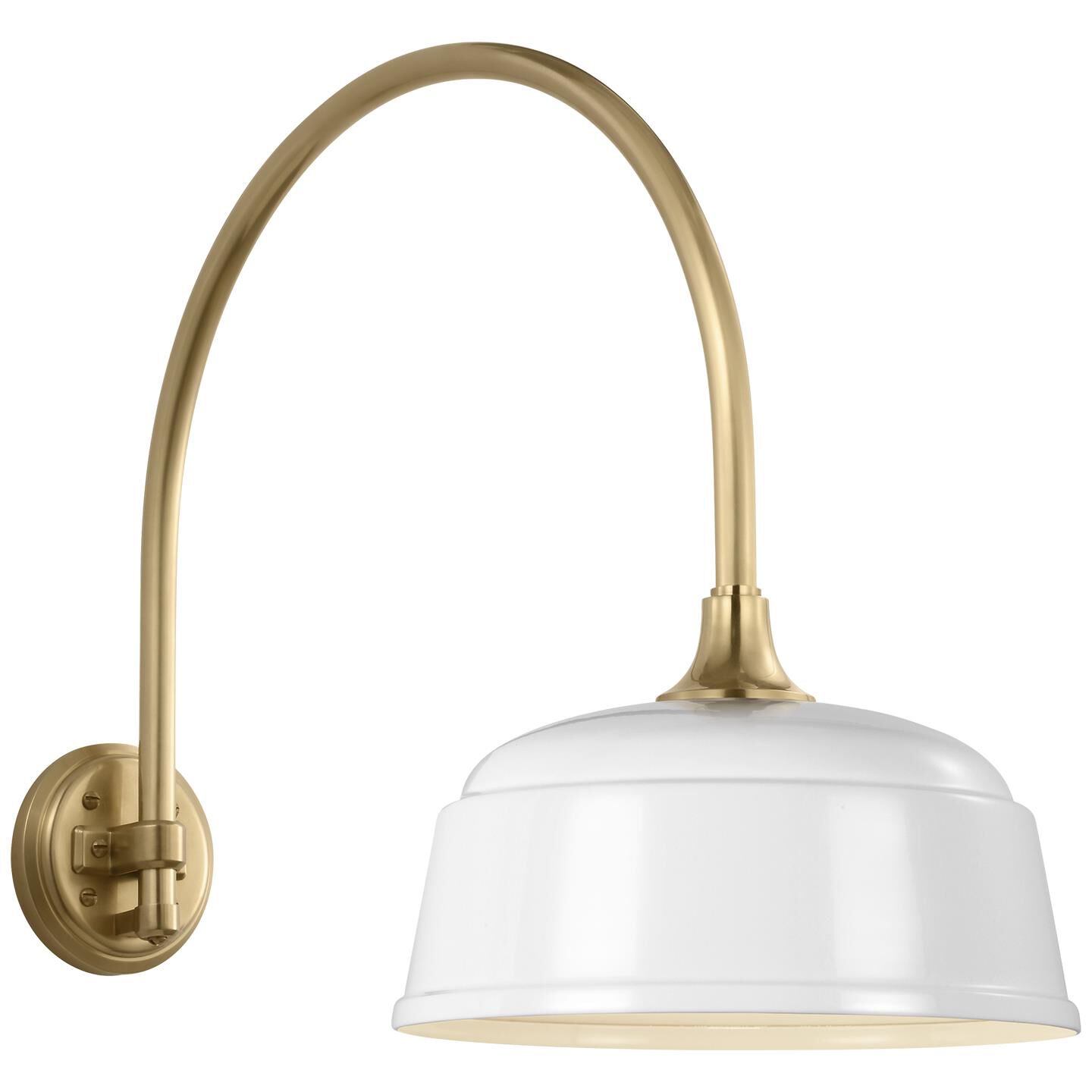 Shown in Hand-Rubbed Antique Brass finish and White Rockhouse shade