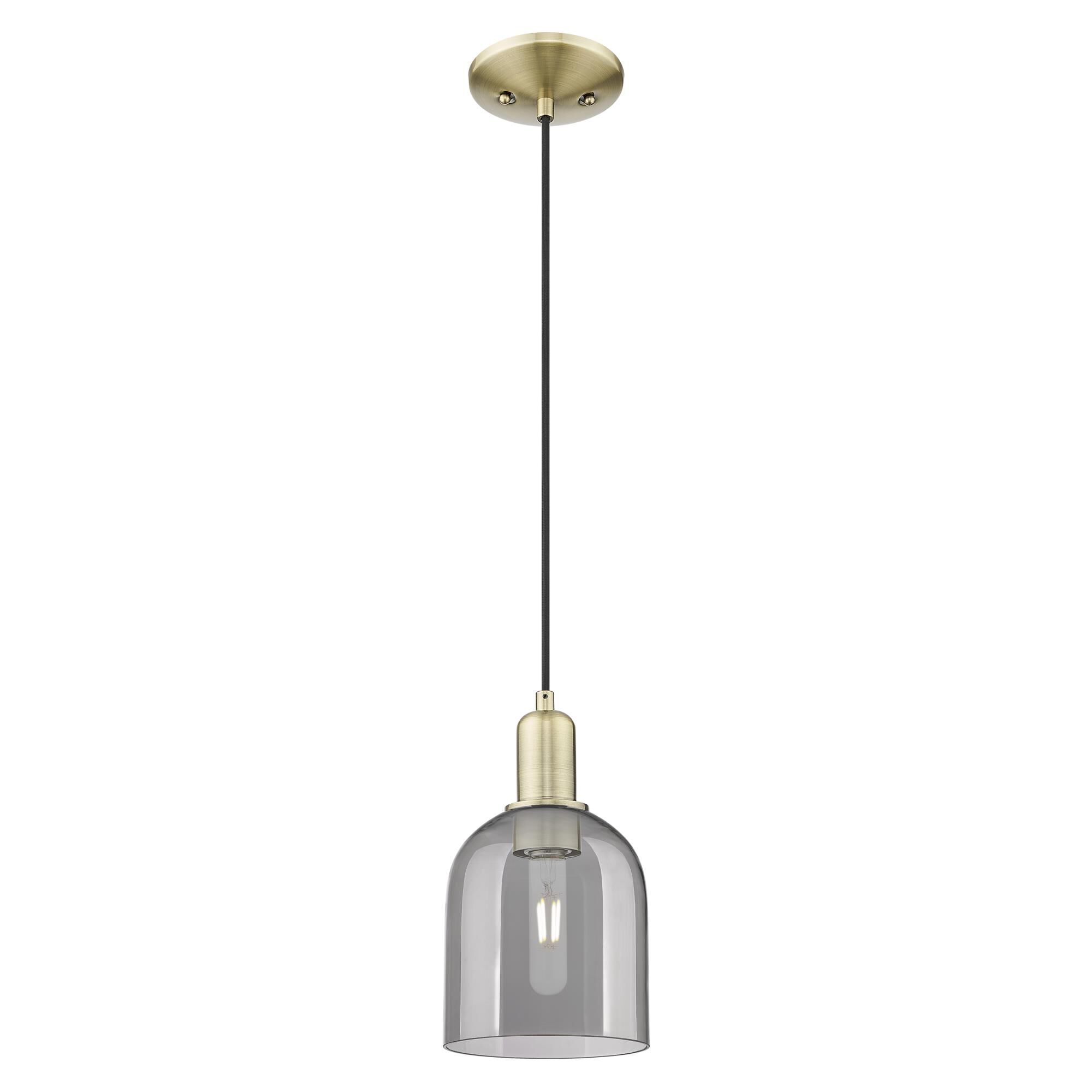 Shown in Antique Brass finish and Light Smoke glass