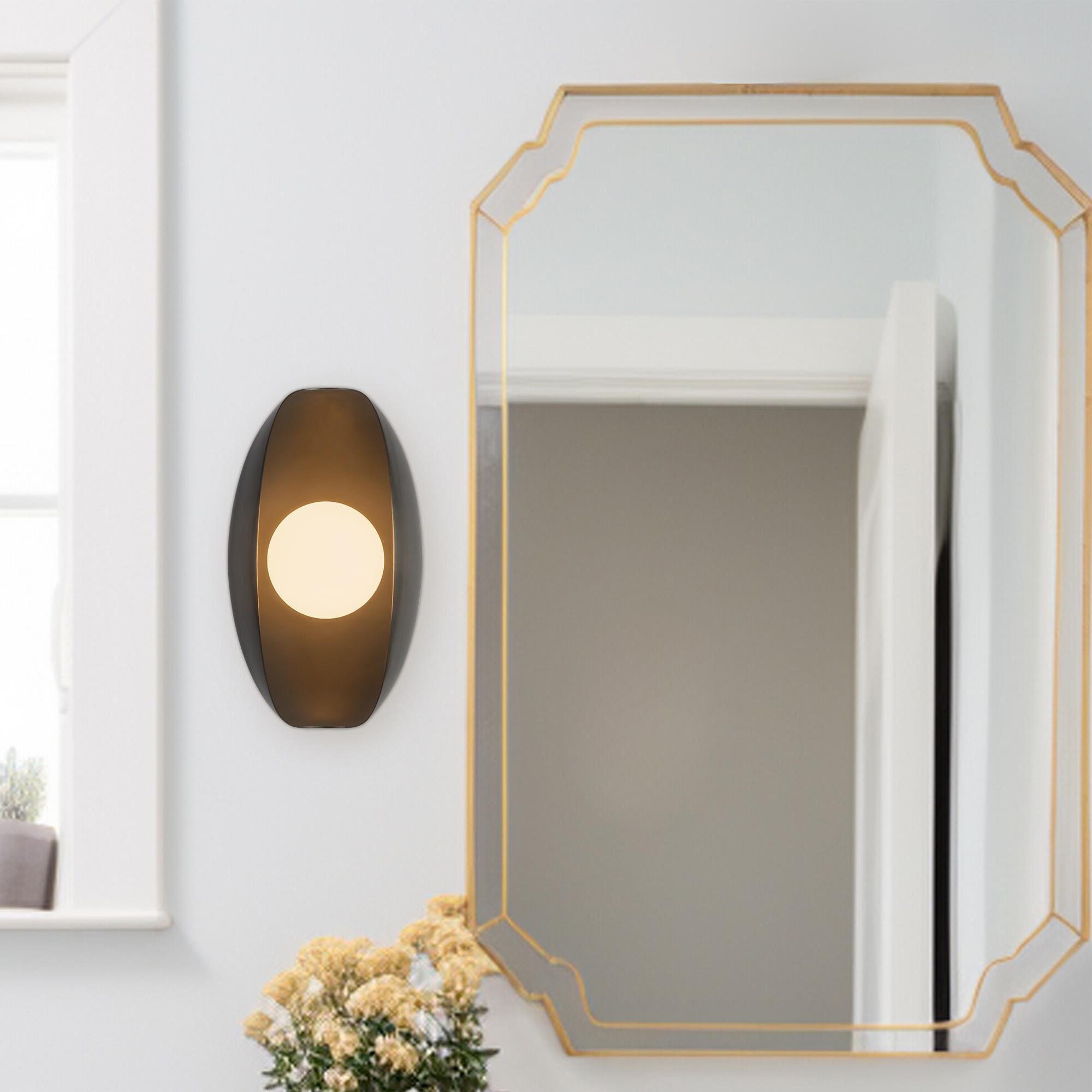 Shown in Urban Bronze finish and Matte Opal glass