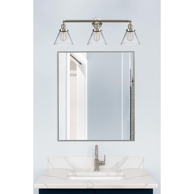 Bruno Marashlian Large Cone 32 Inch 3 Light Bath Vanity Light by Innovations Lighting
