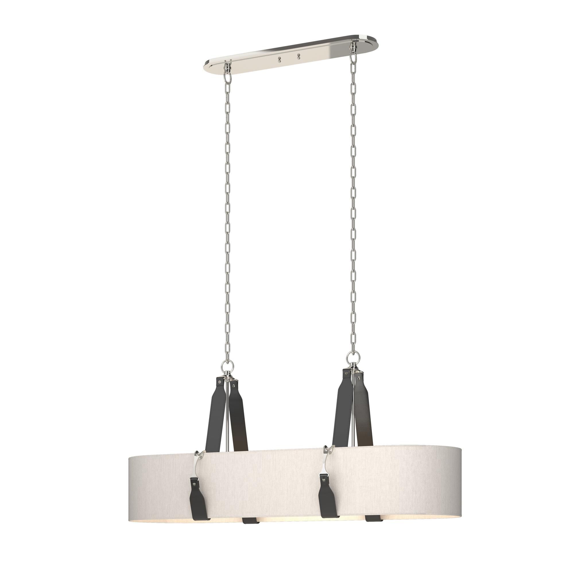 Shown in Polished Nickel finish and Flax shade and Leather Black accent