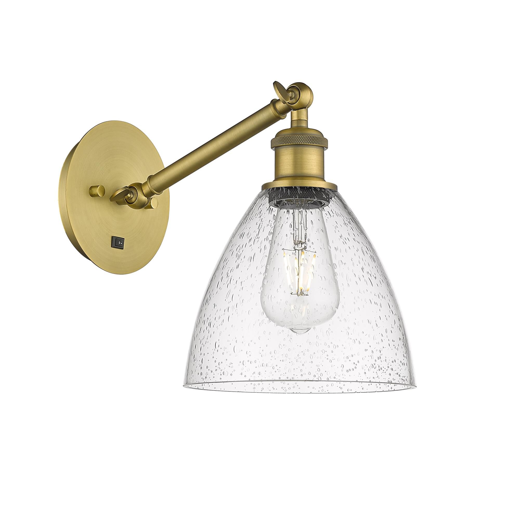 Shown in Brushed Brass finish and Seedy Ballston Dome glass