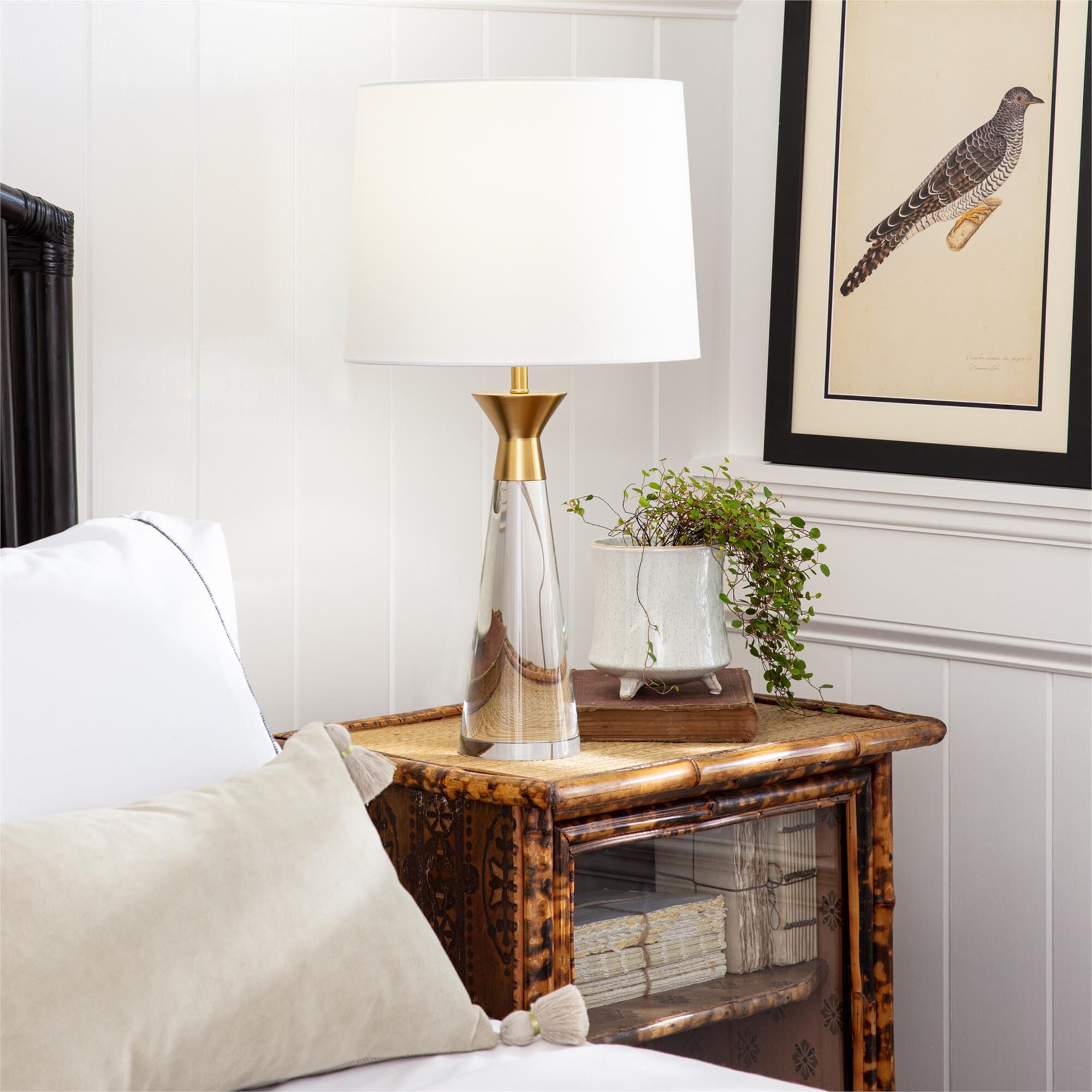 Shown in Clear finish and Linen shade