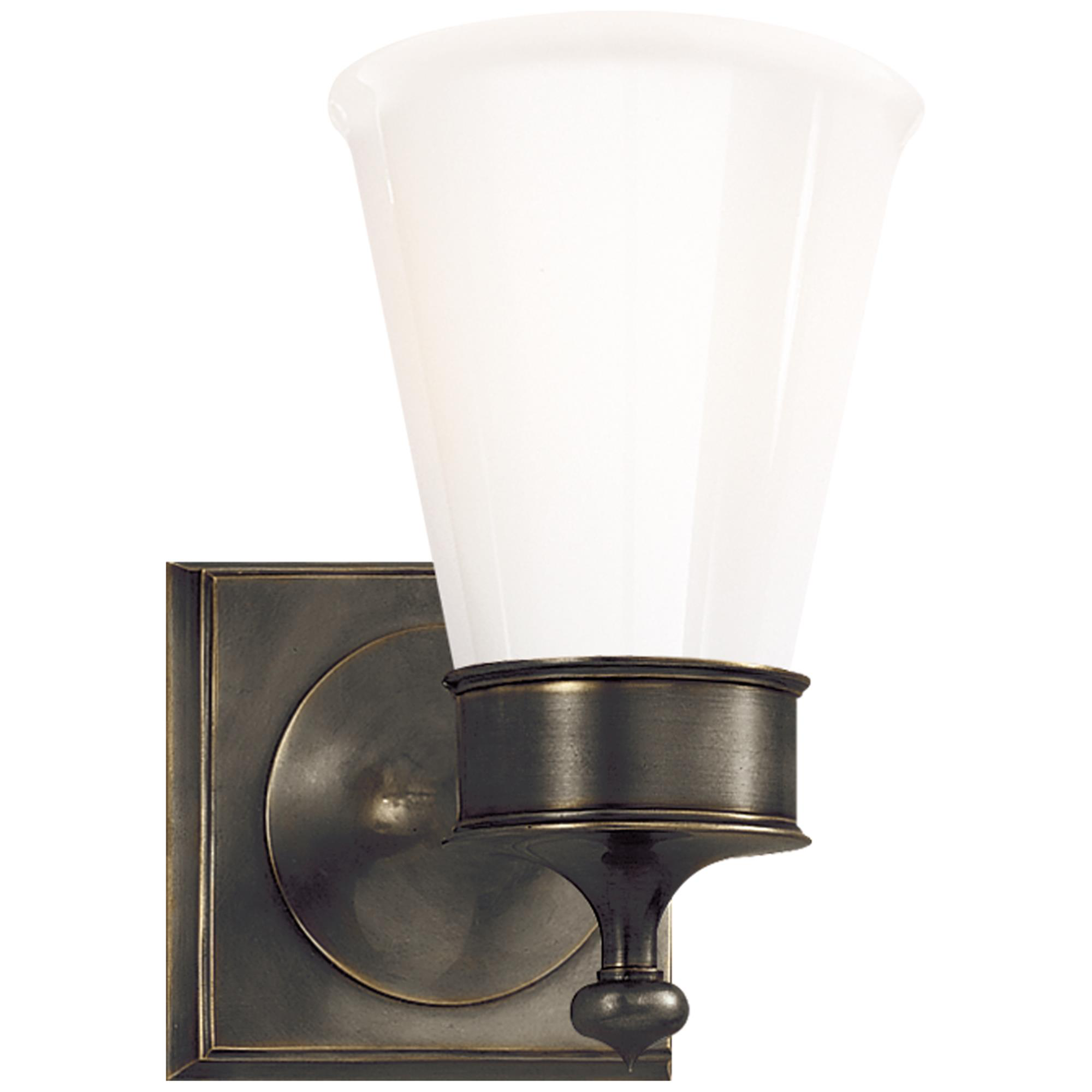 Shown in Bronze finish and White glass