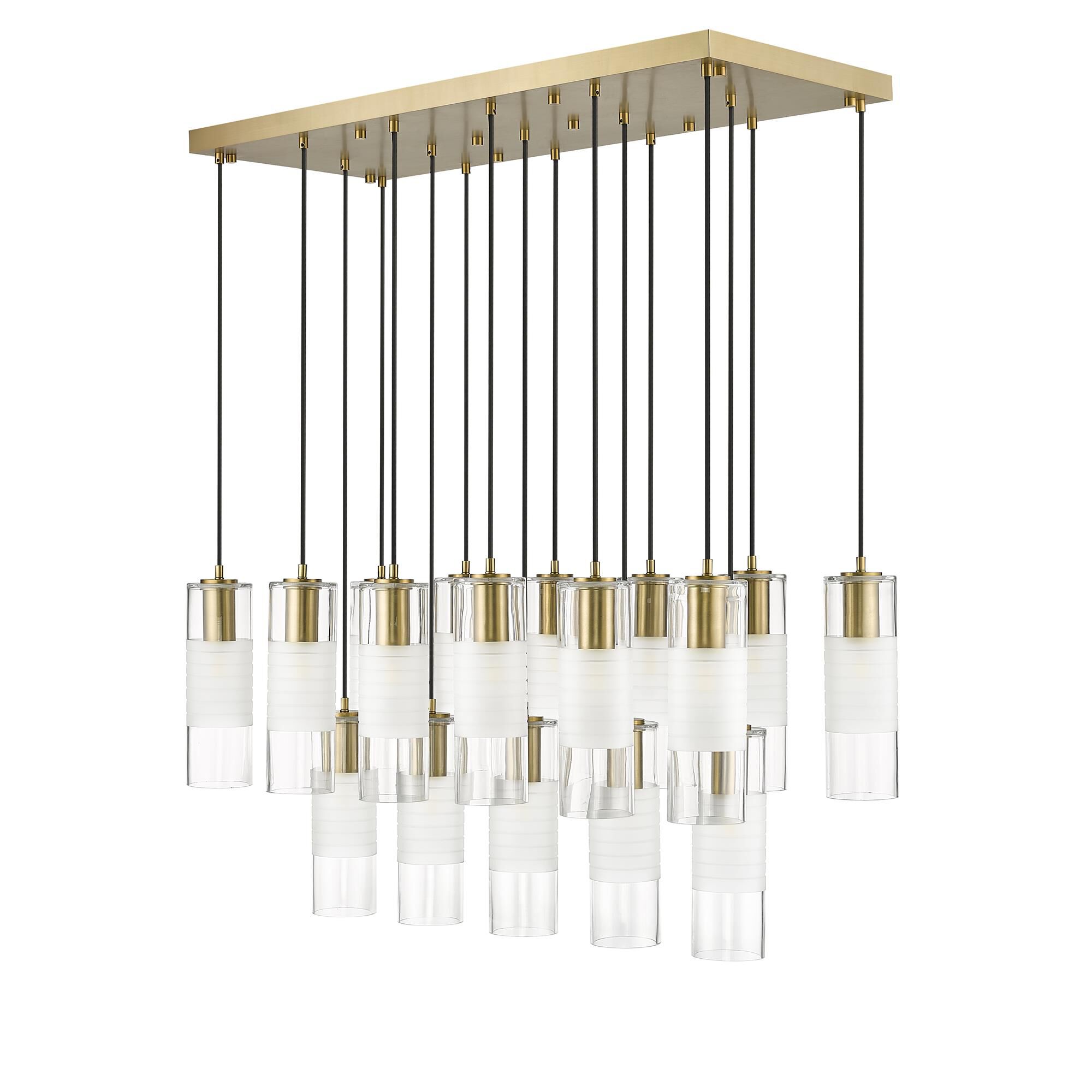 Shown in Modern Gold finish and Clear and Frosted glass
