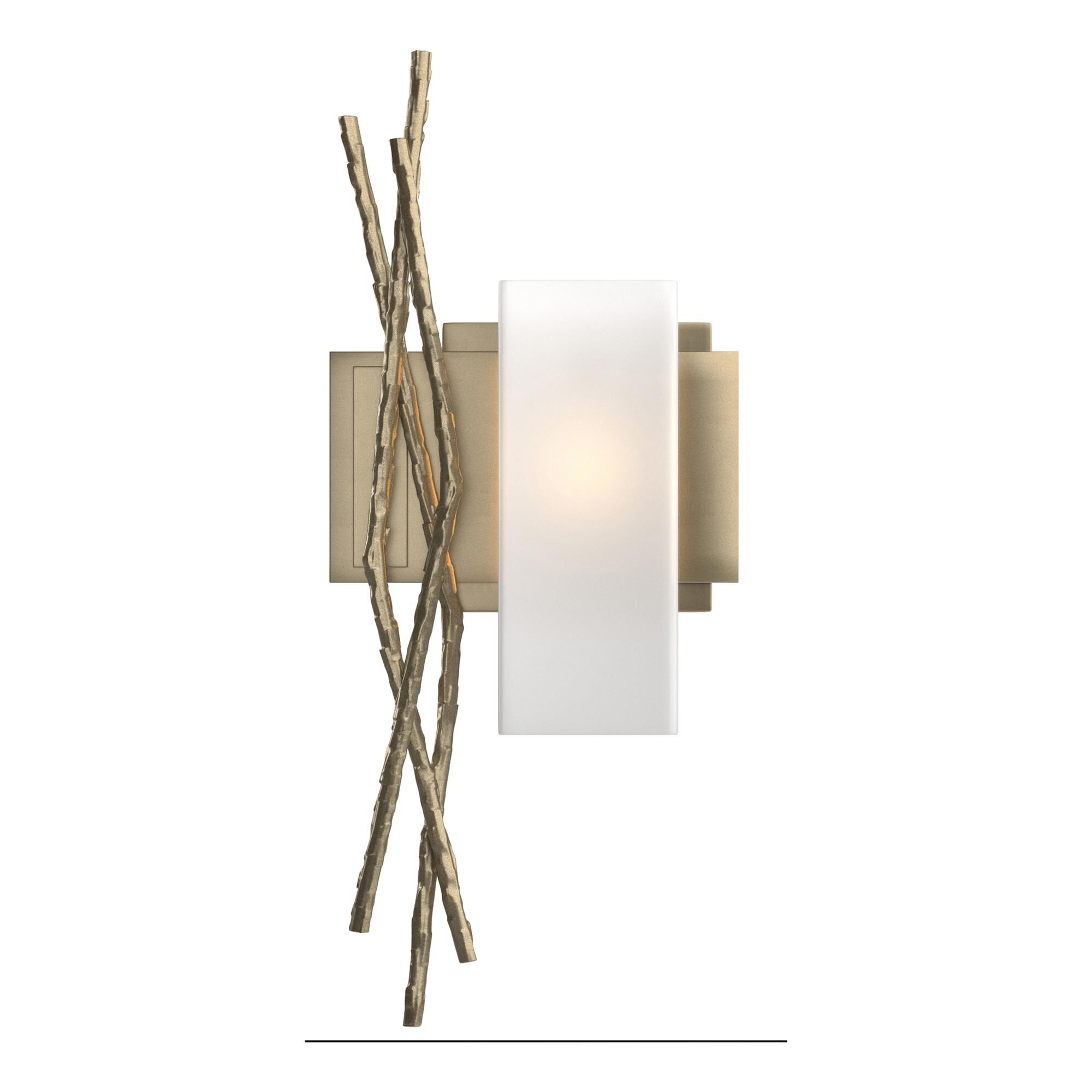 Shown in Soft Gold finish and Opal  glass and Orientation: Right accent