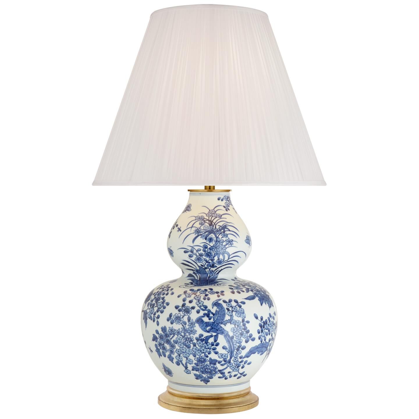 Shown in Blue And White Porcelain finish and Pleated Silk shade