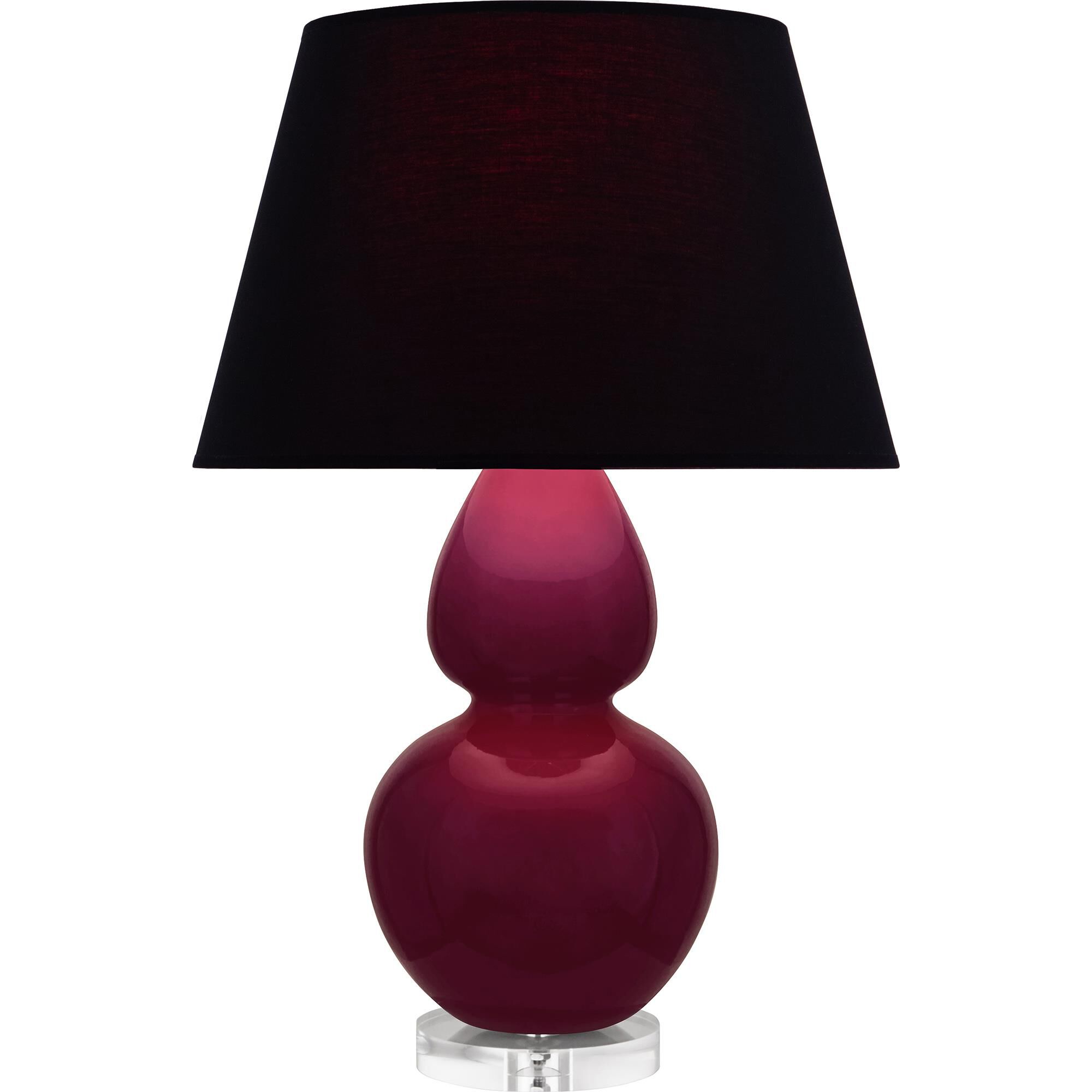 Shown in Sugar Plum Glazed finish and Ink Black with Rose Red Lining shade and Lucite accent
