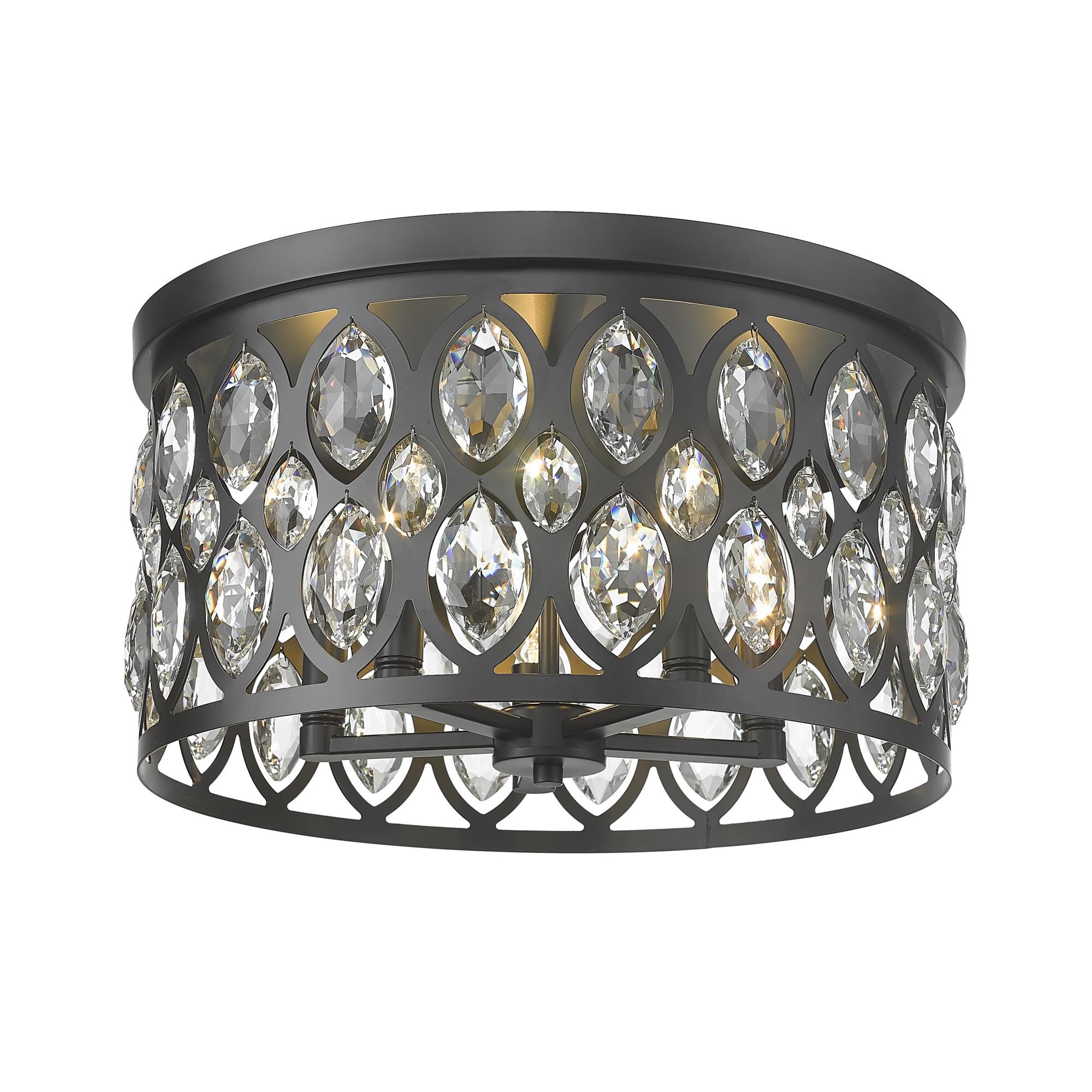 Shown in Matte Black finish and Clear Crystal glass