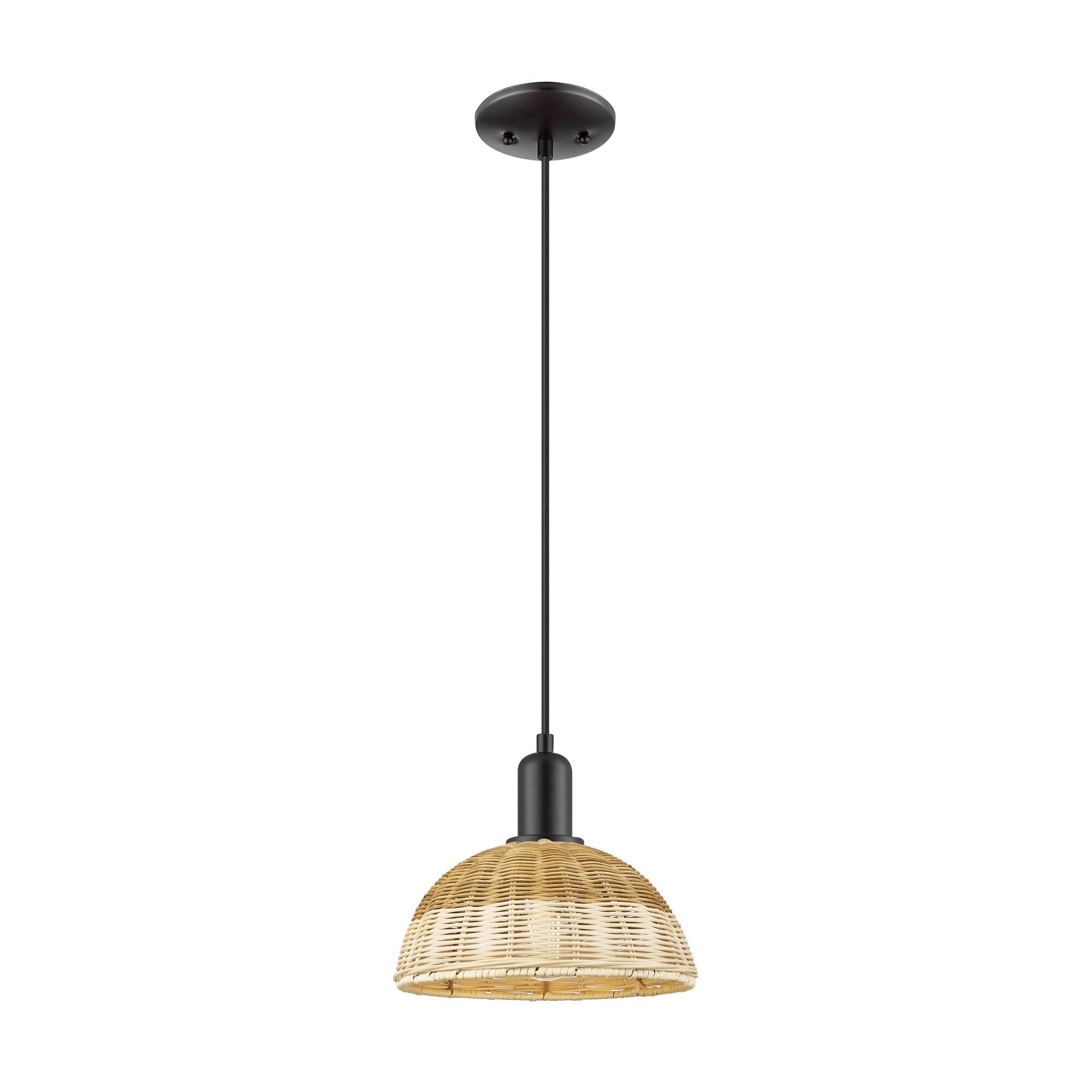 Shown in Matte Black finish and Natural Fiber shade