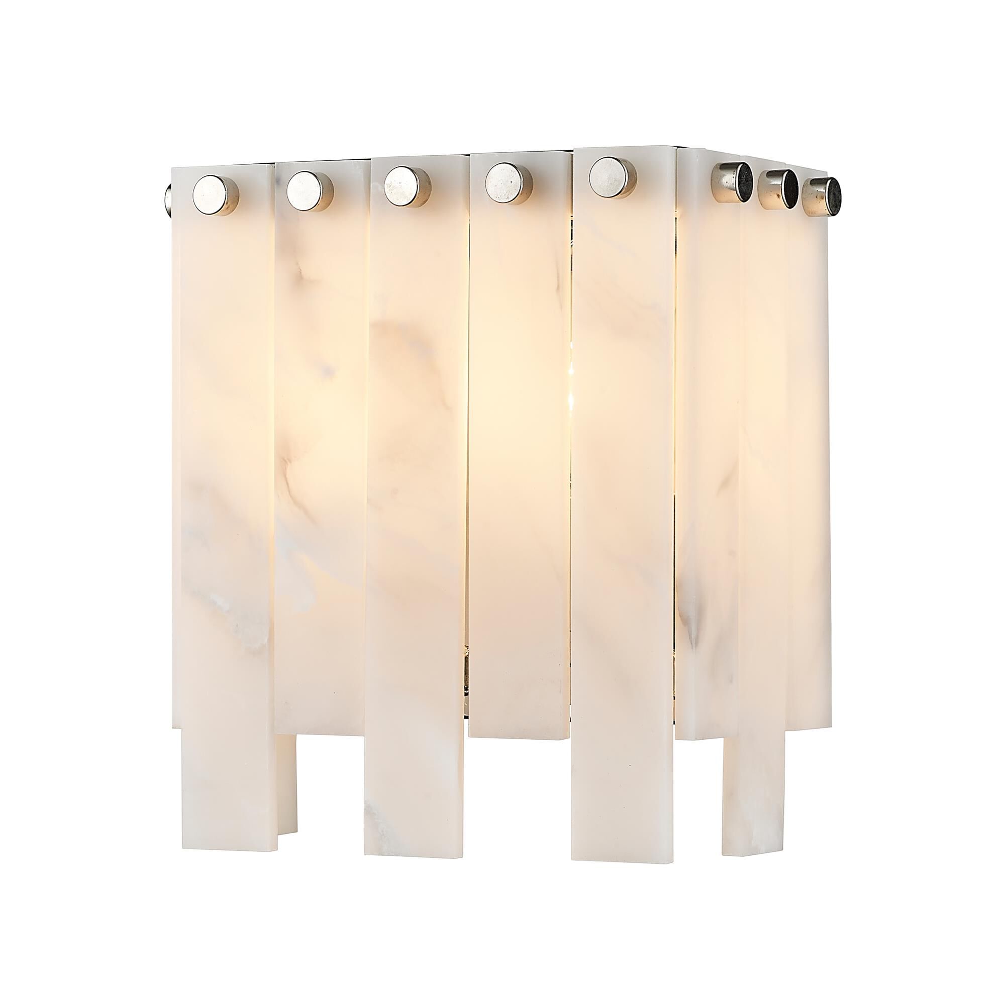 Shown in Polished Nickel finish and Alabaster Resin shade
