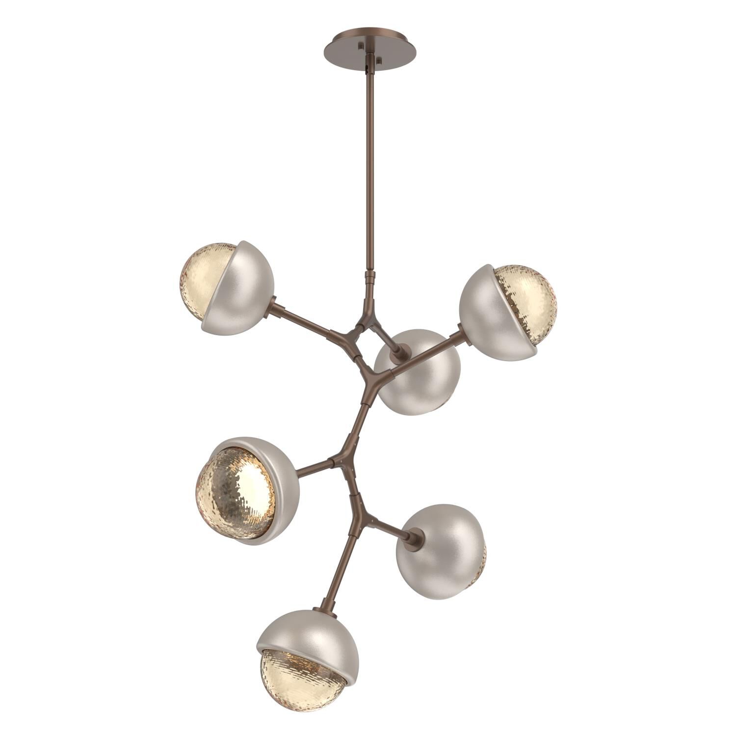 Shown in Burnished Bronze finish and Amber glass and Beige Silver accent