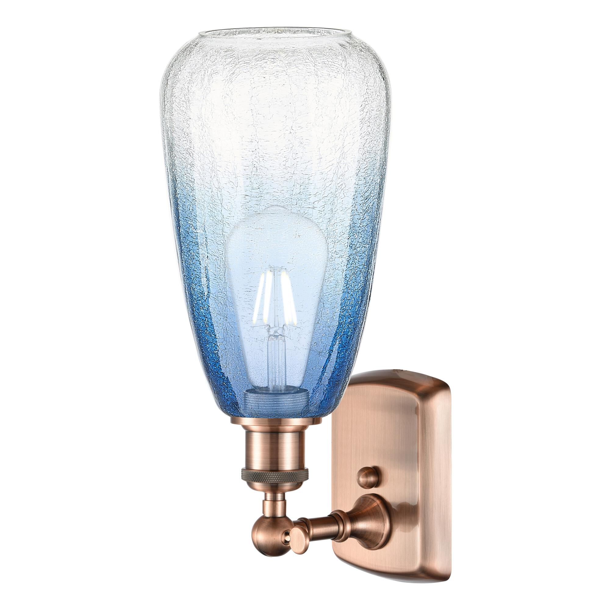 Shown in Antique Copper finish and Sapphire Blue glass