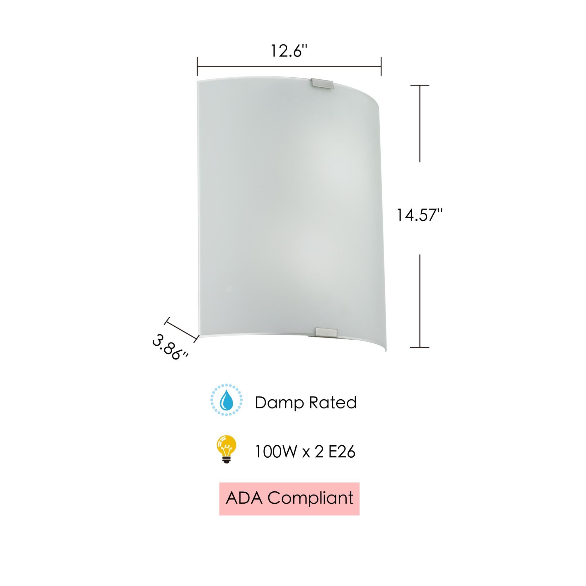 Shown in Chrome finish and Satin glass