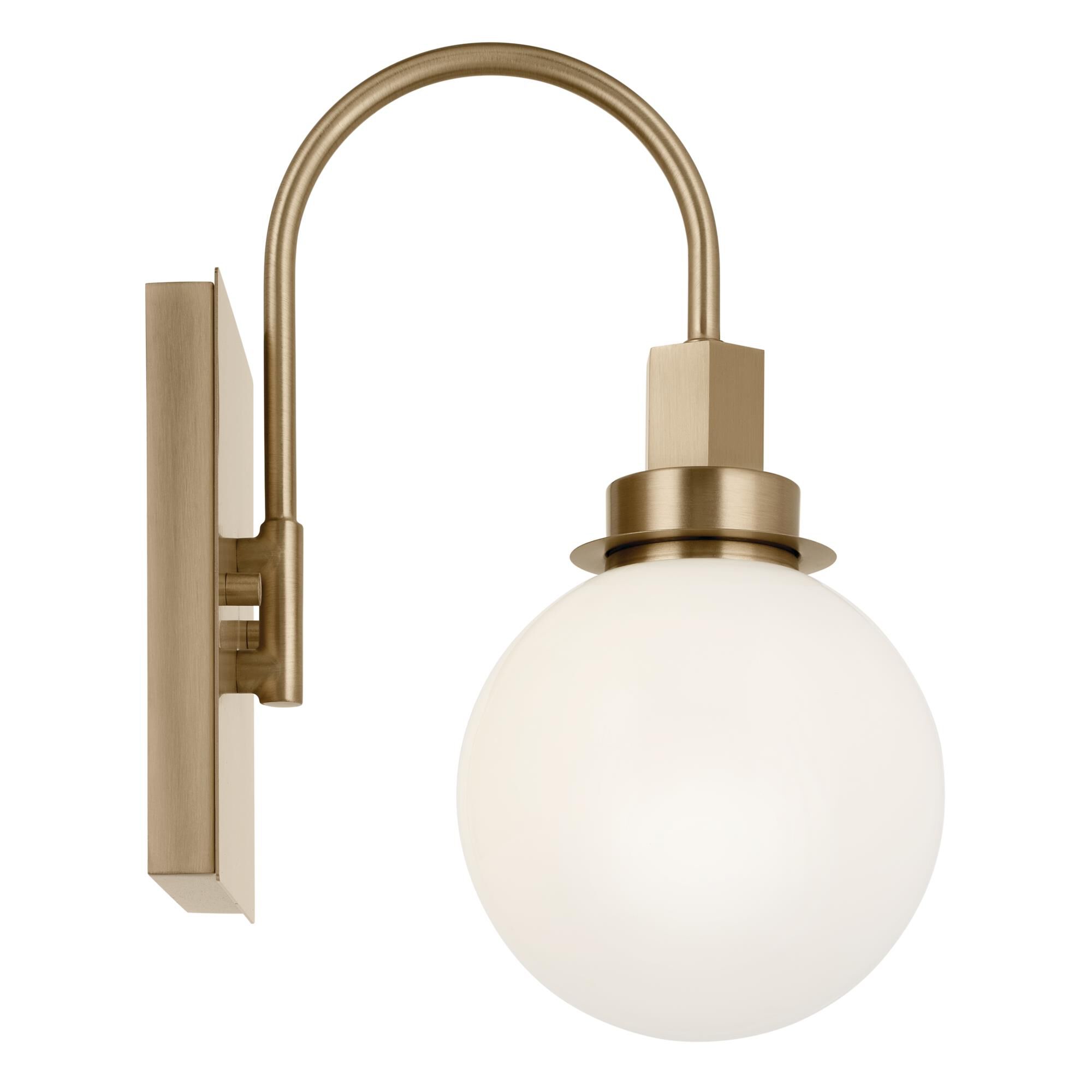 Shown in Champagne Bronze finish and Opal glass