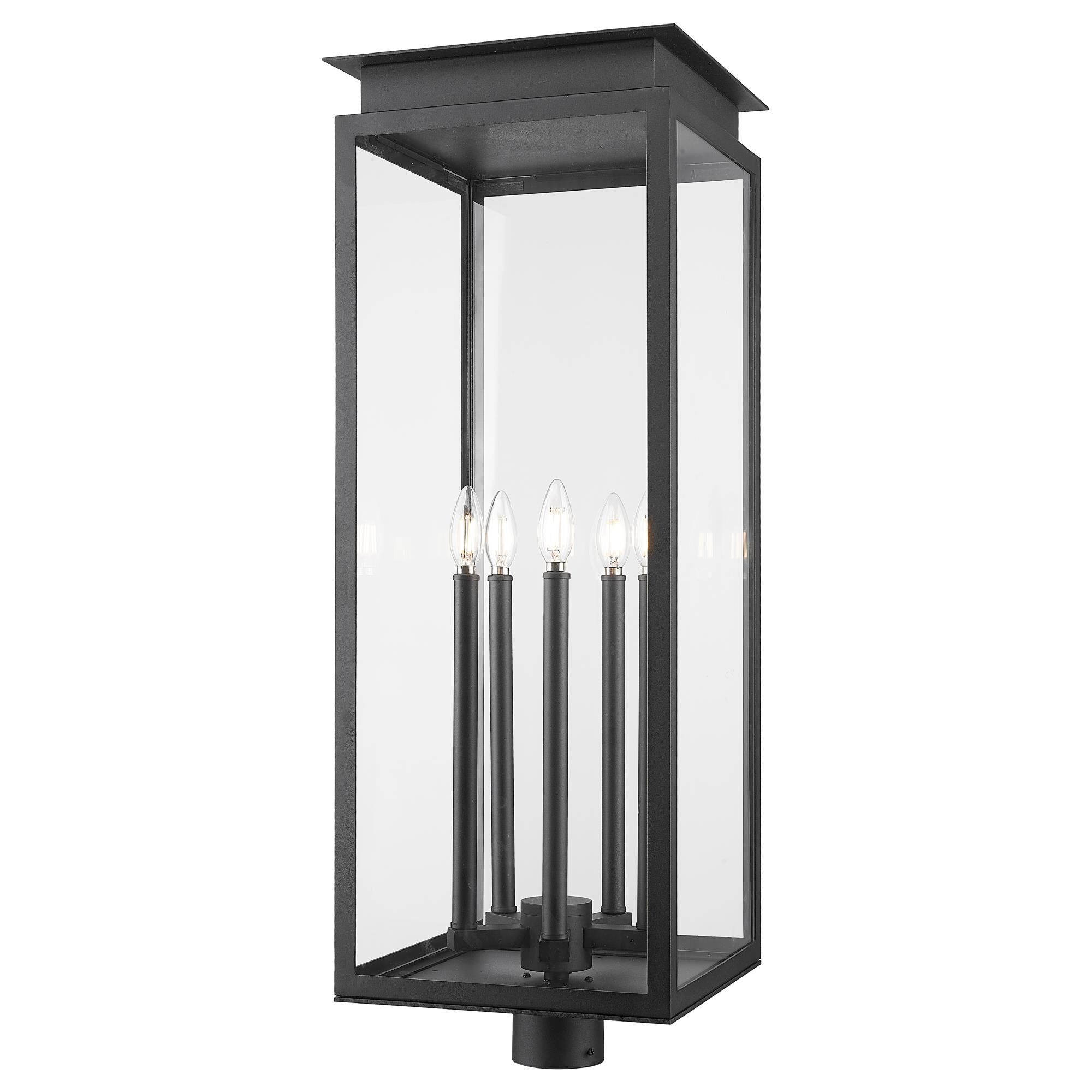Shown in Black finish and Clear glass and Clear shade