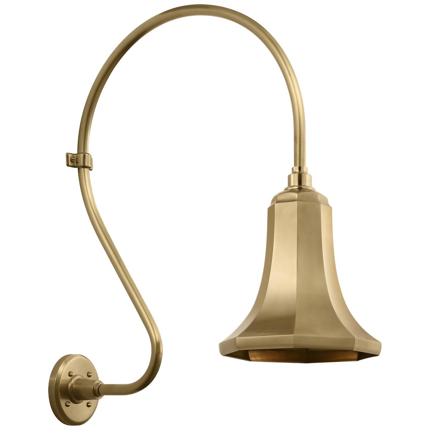 Shown in Hand-Rubbed Antique Brass finish and Gold shade
