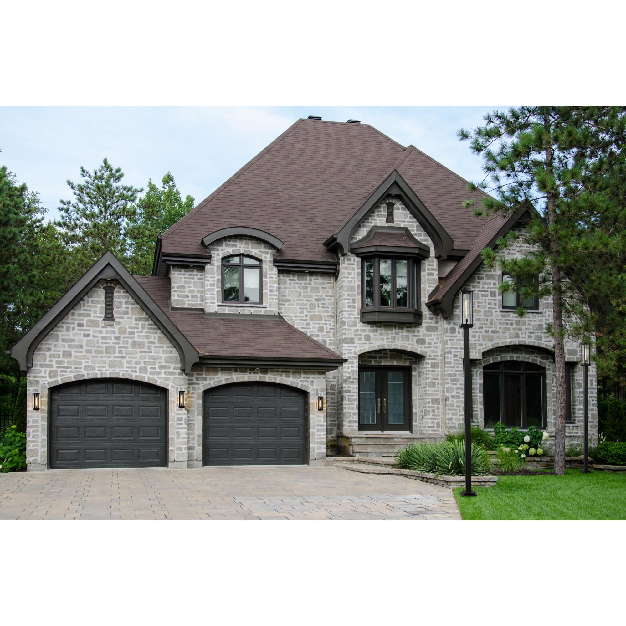 Shown in Black finish and Glass shade