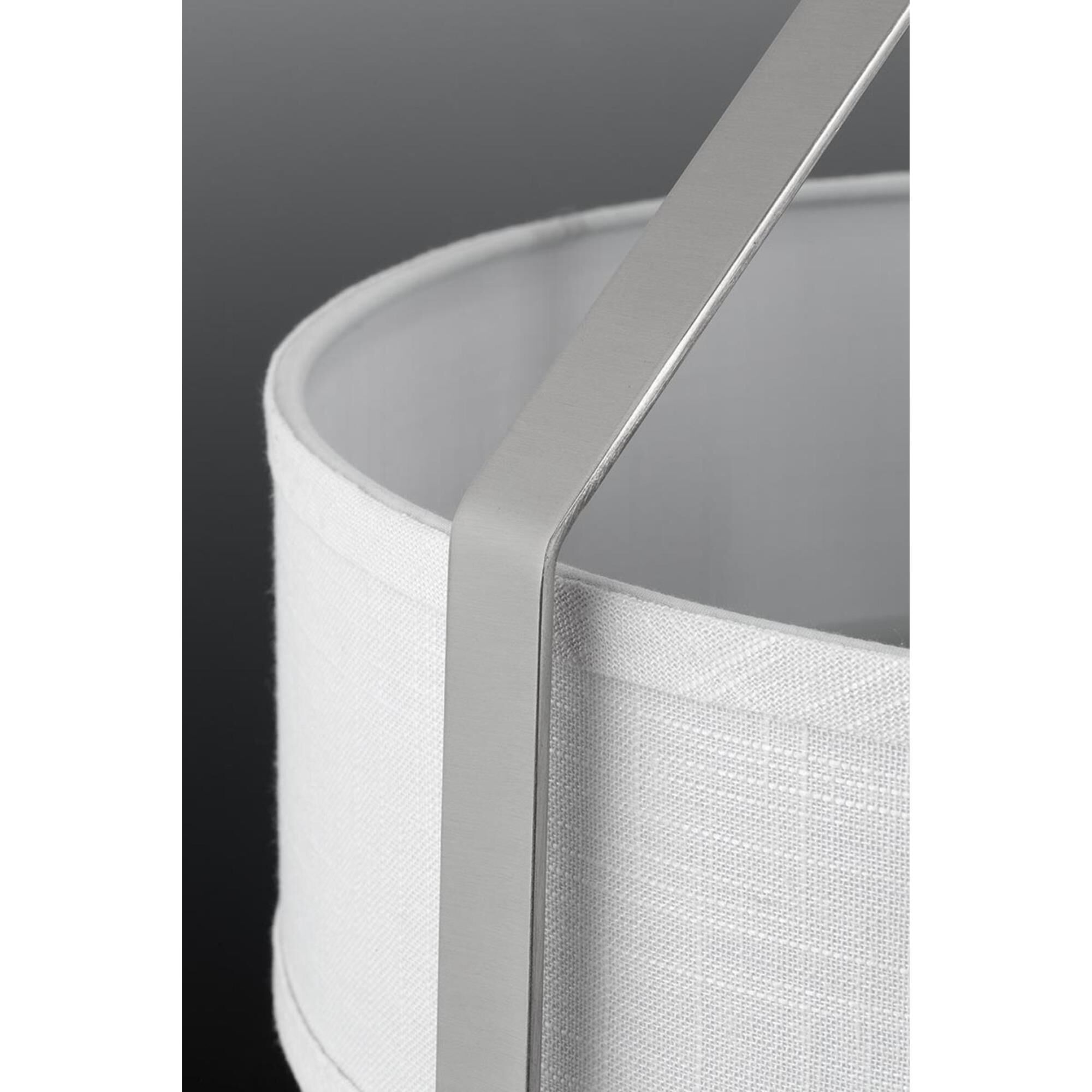 Shown in Brushed Nickel finish and Fabric Shade shade