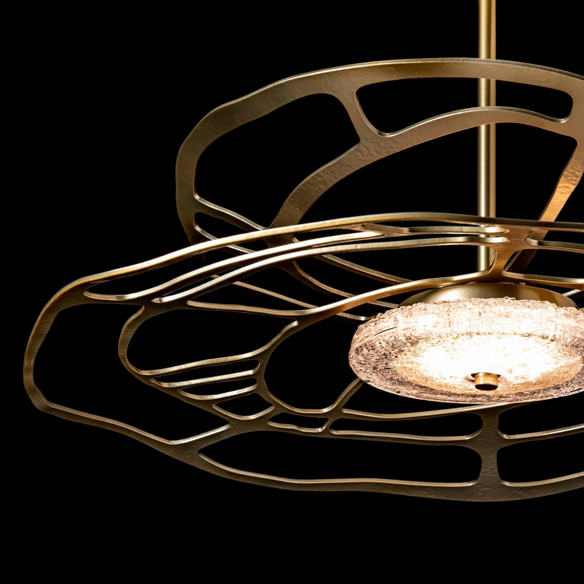 Shown in Modern Brass finish and Clear glass