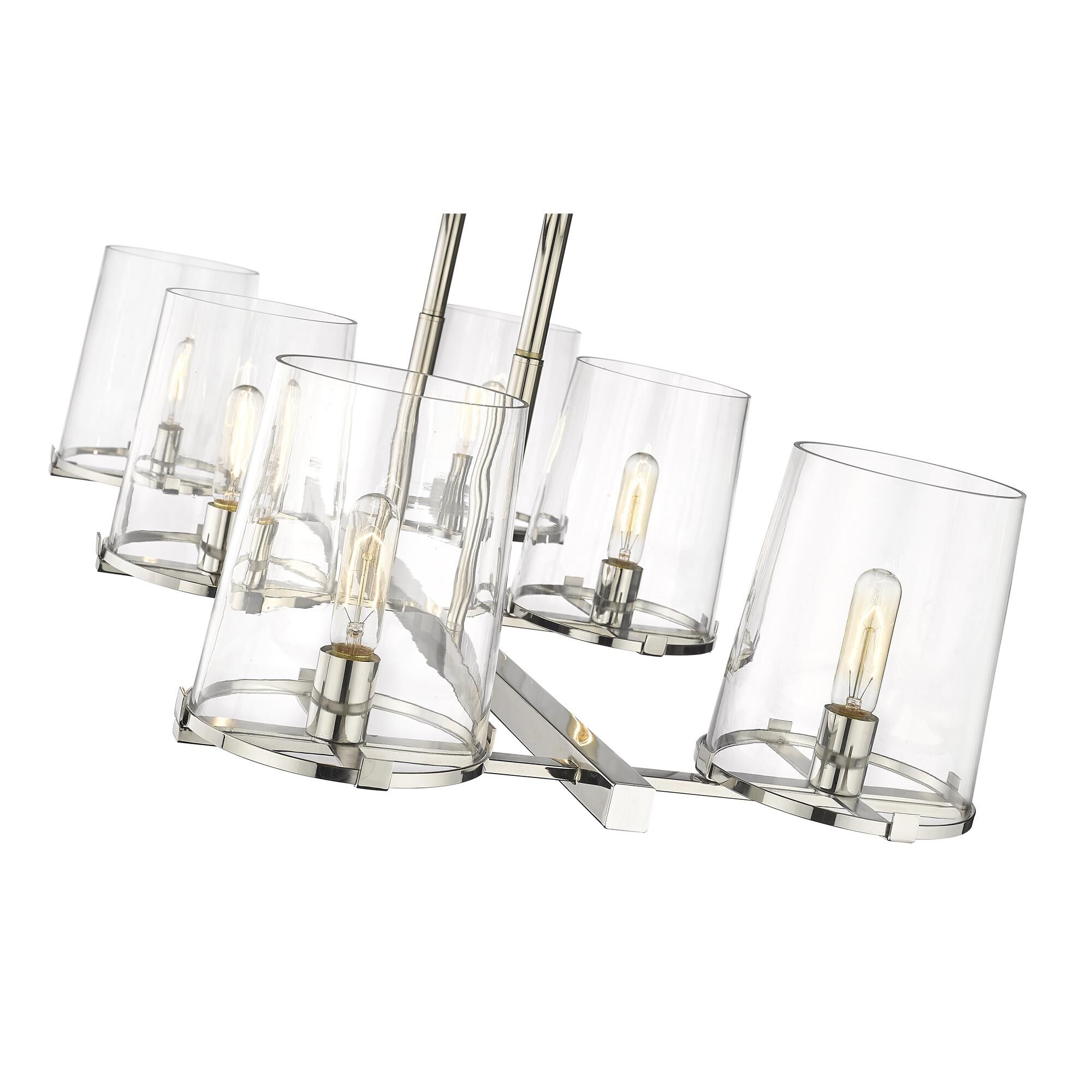 Shown in Polished Nickel finish and Glass shade