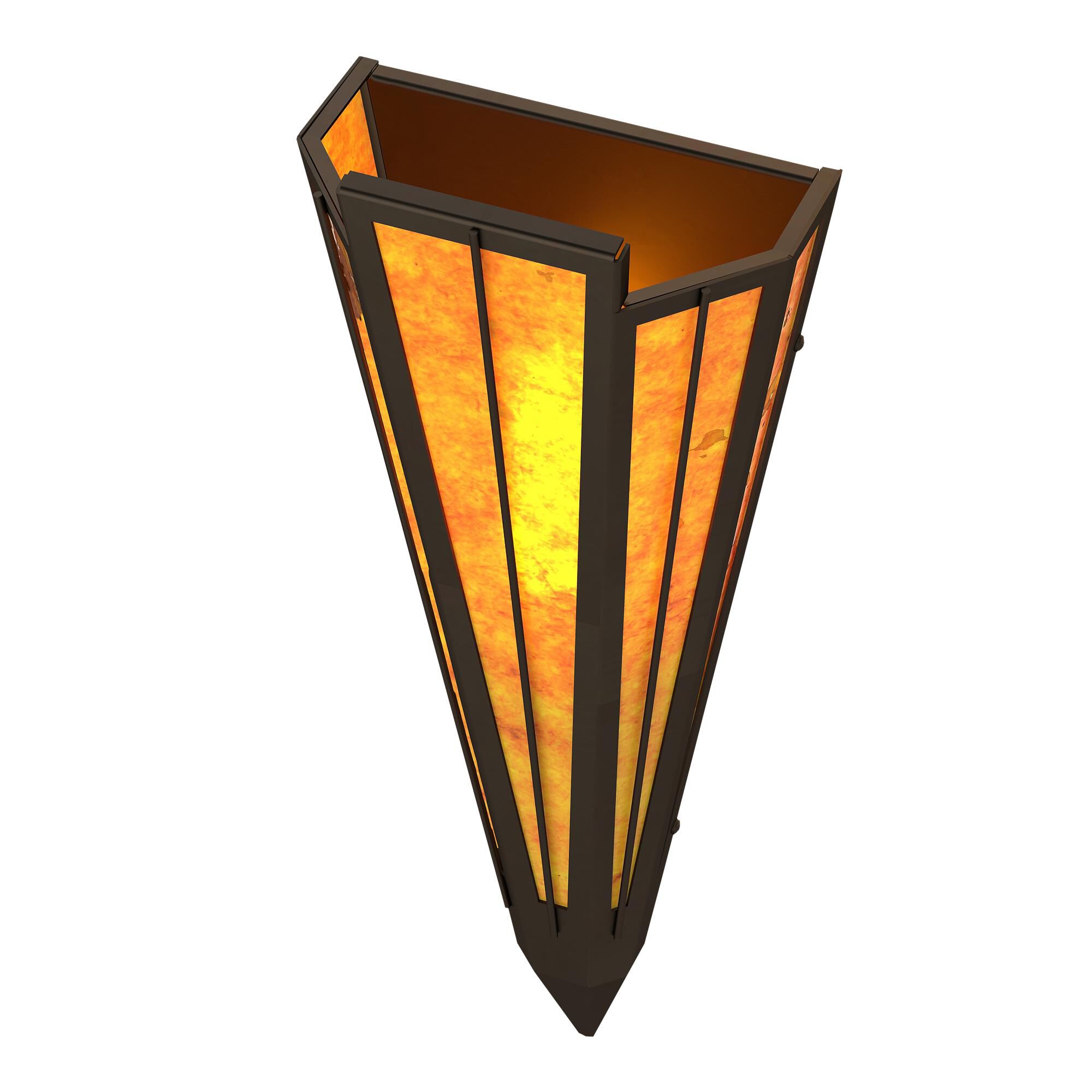 Shown in Oil Rubbed Bronze finish and Amber Mica glass