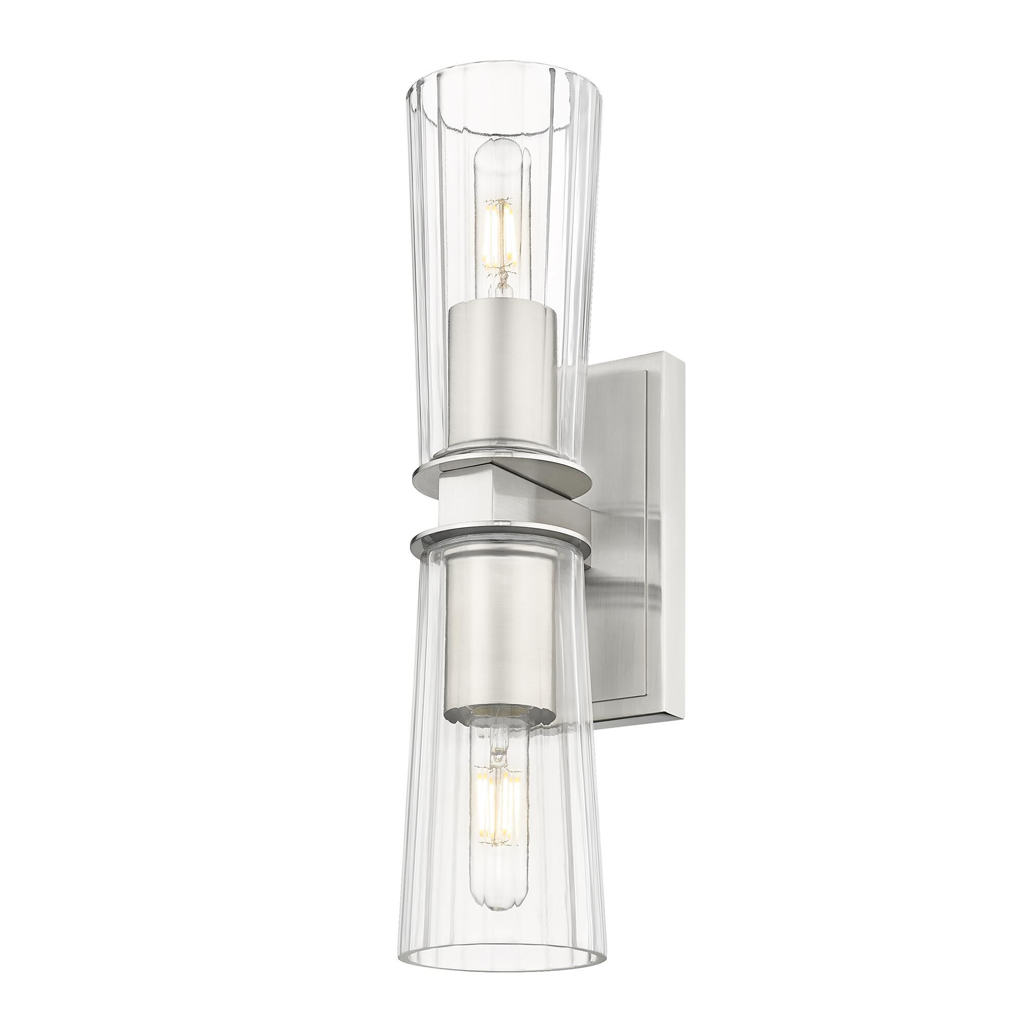 Shown in Brushed Nickel finish and Clear glass and Clear shade
