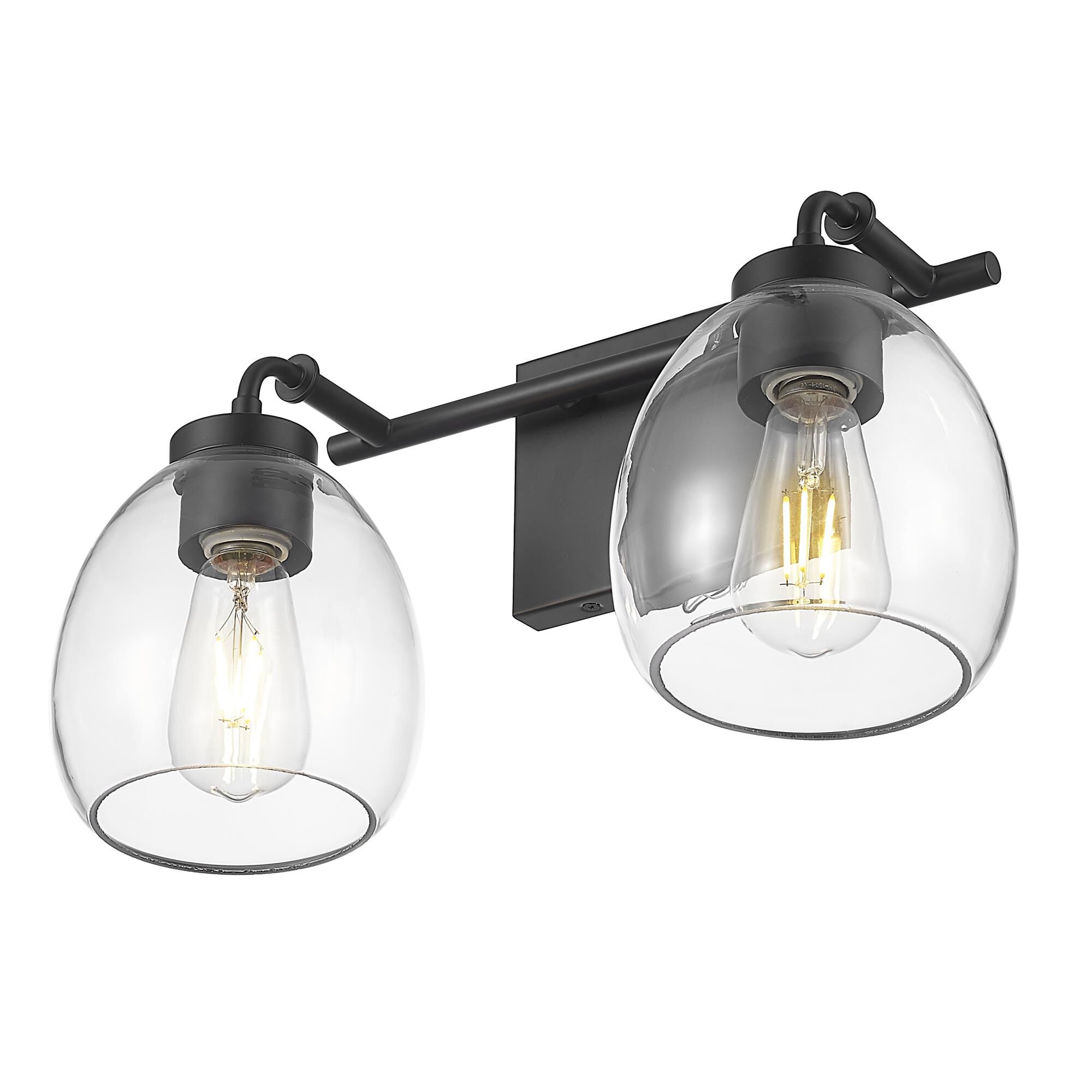 Shown in Matte Black finish and Clear Glass Globes shade