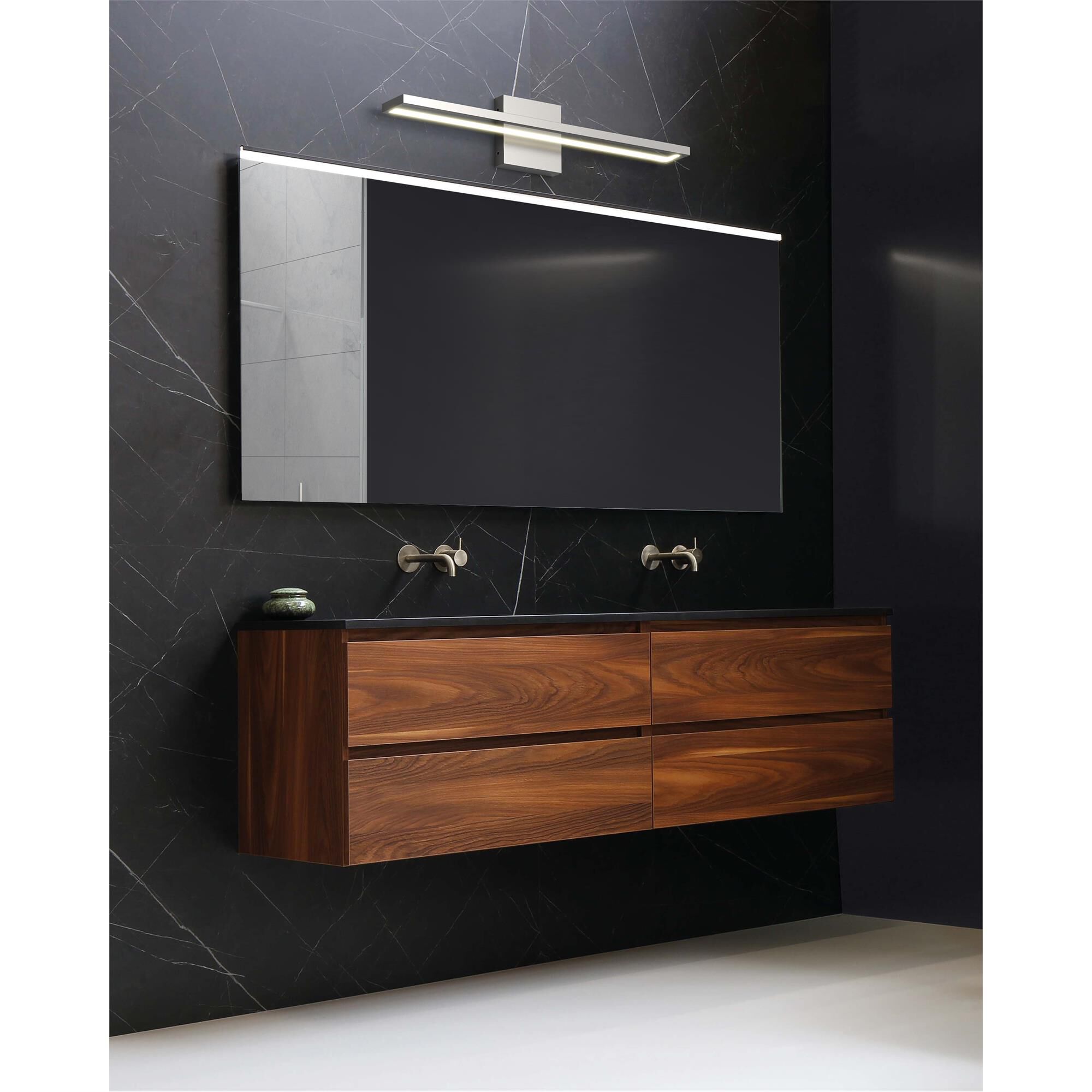 Shown in Brushed Nickel finish and Clear Acrylic glass