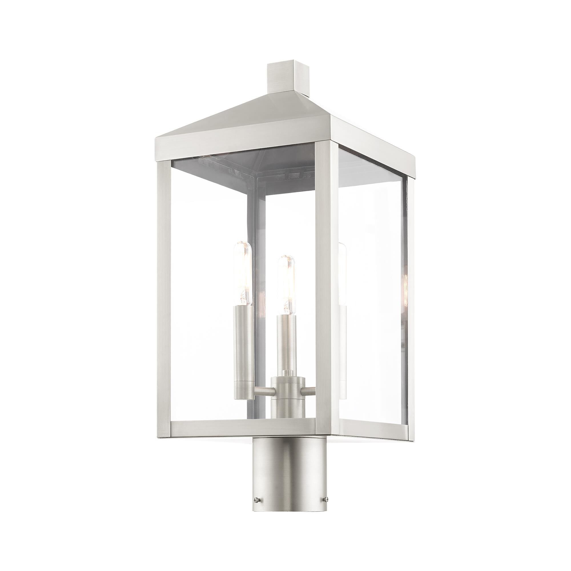Shown in Brushed Nickel finish and Clear glass and Clear Glass shade