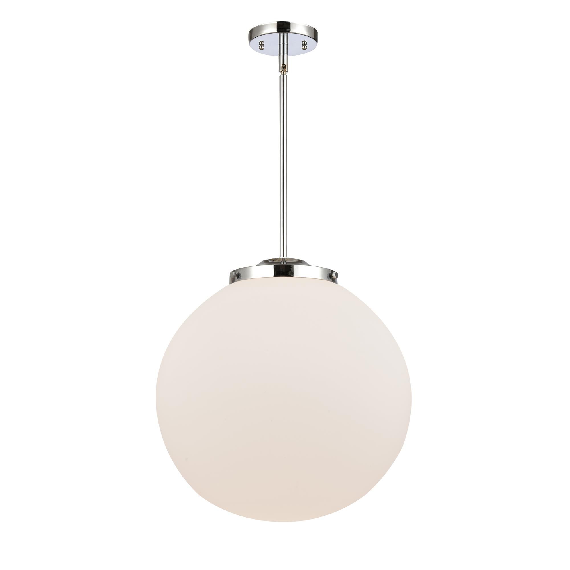 Shown in Polished Chrome finish and Matte White Cased Beacon glass
