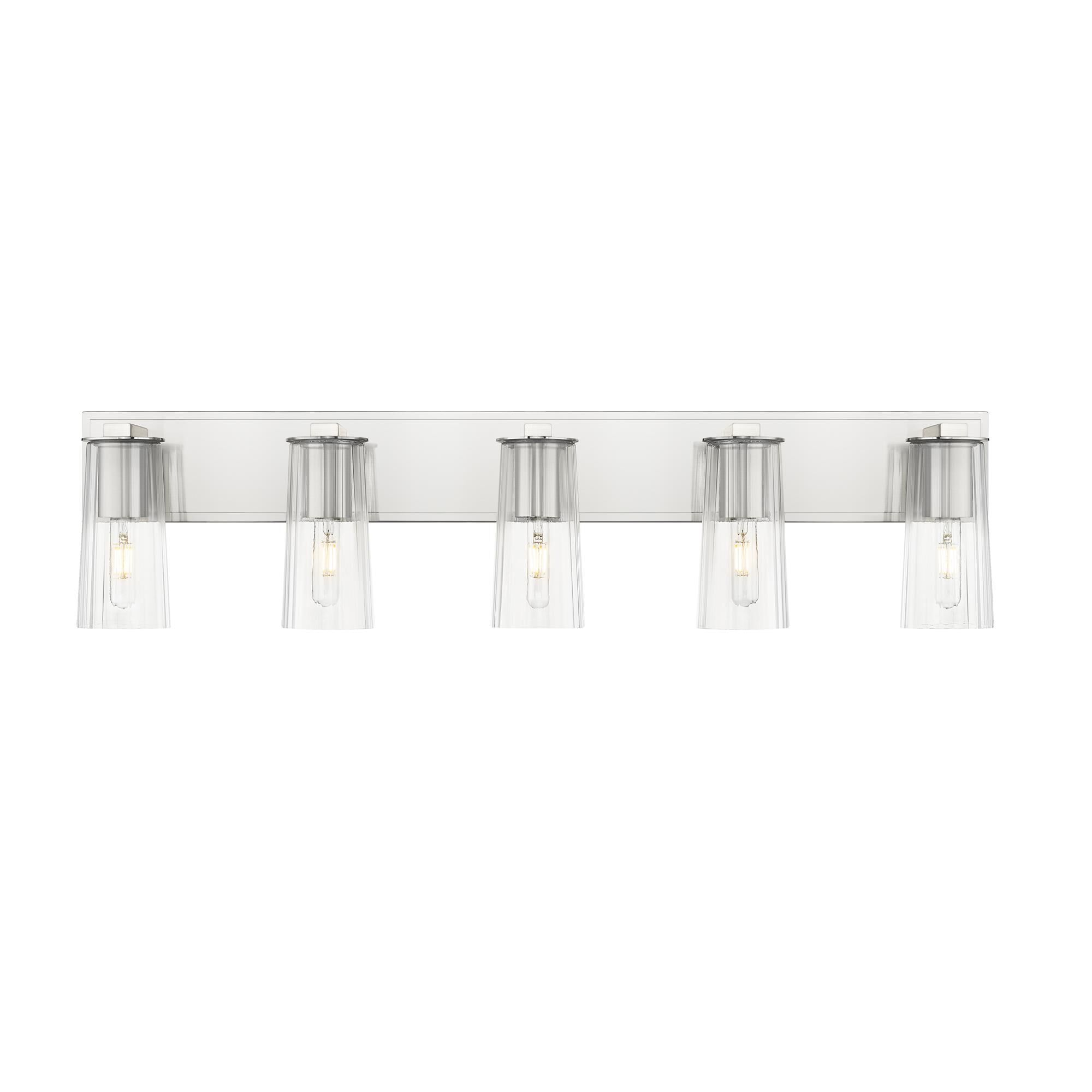 Shown in Brushed Nickel finish and Clear glass and Clear shade