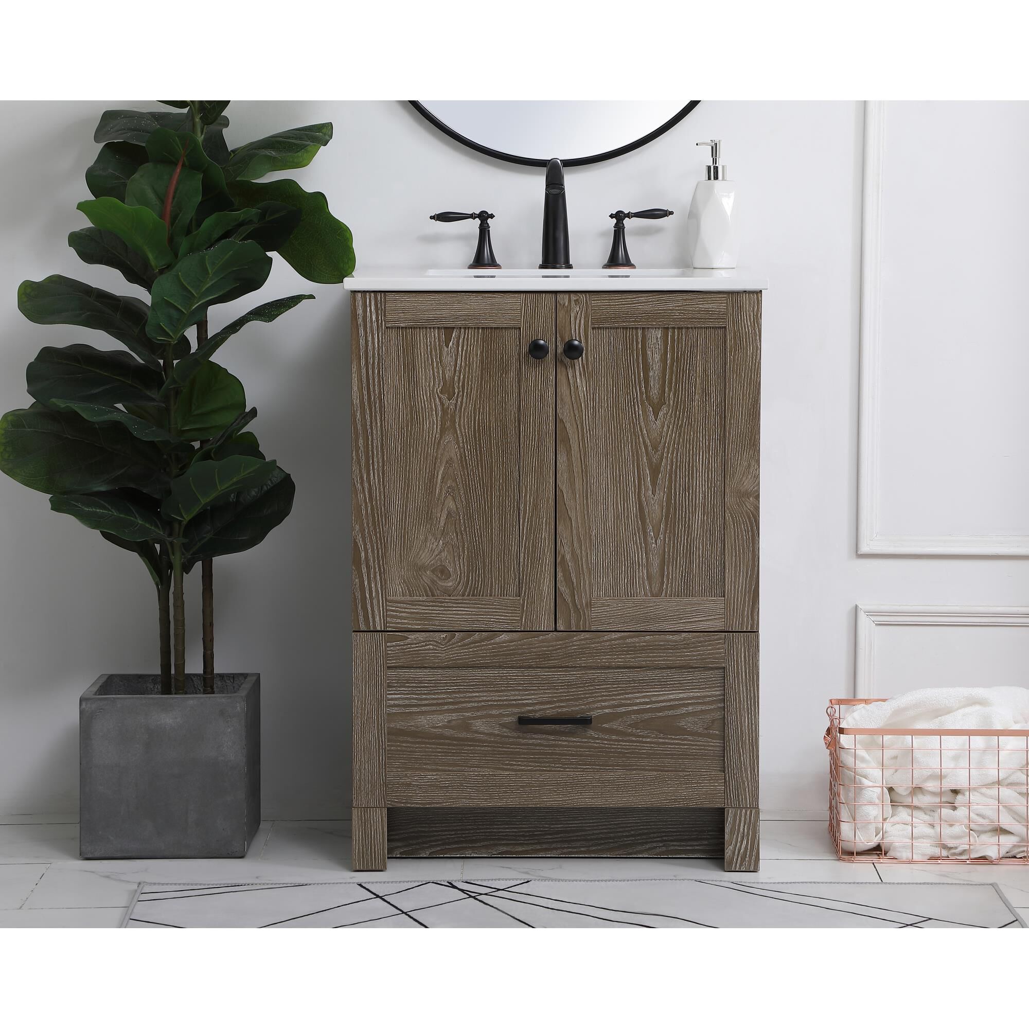 Shown in Weathered Oak And Black With Ivory finish