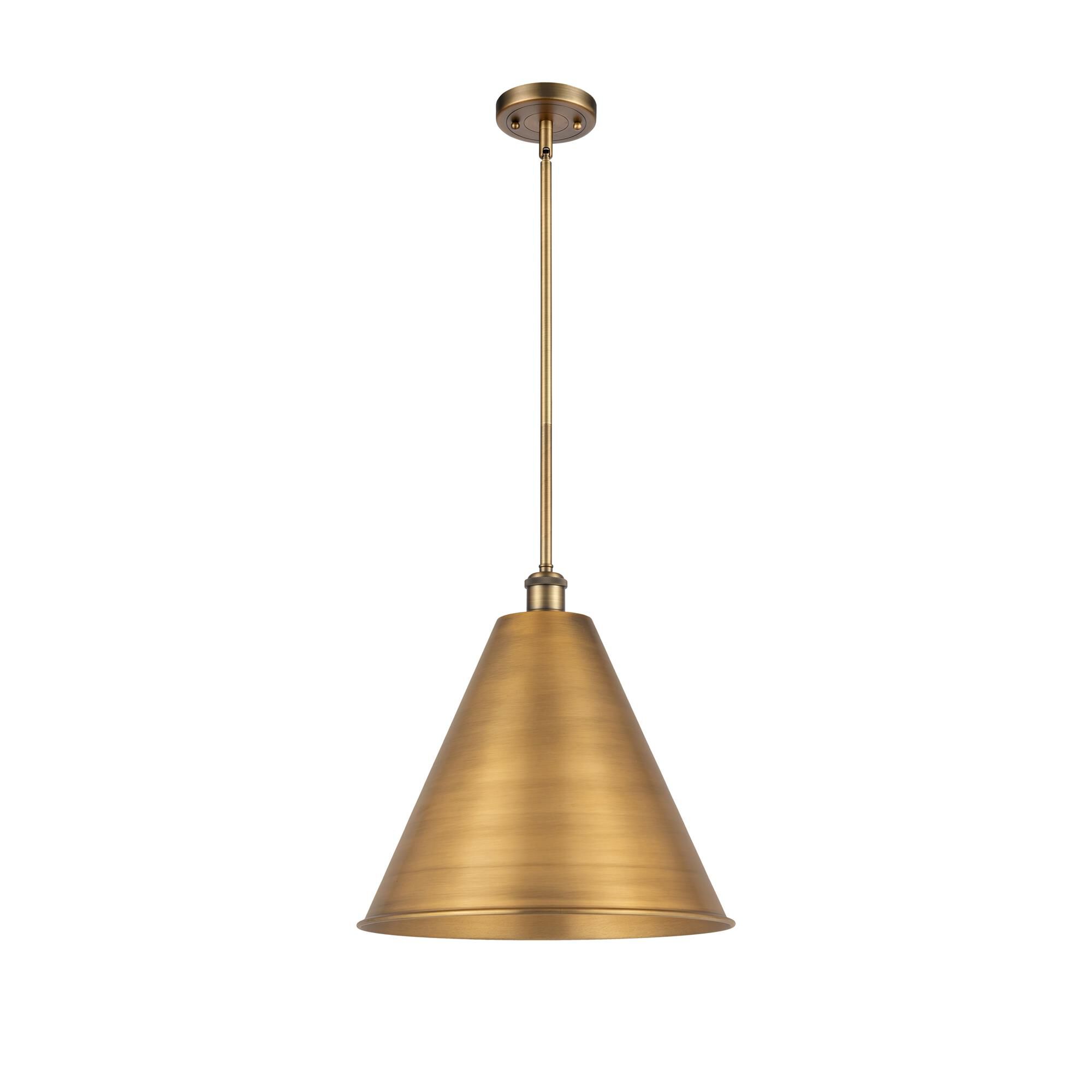 Shown in Brushed Brass finish and Brushed Brass Ballston Cone shade