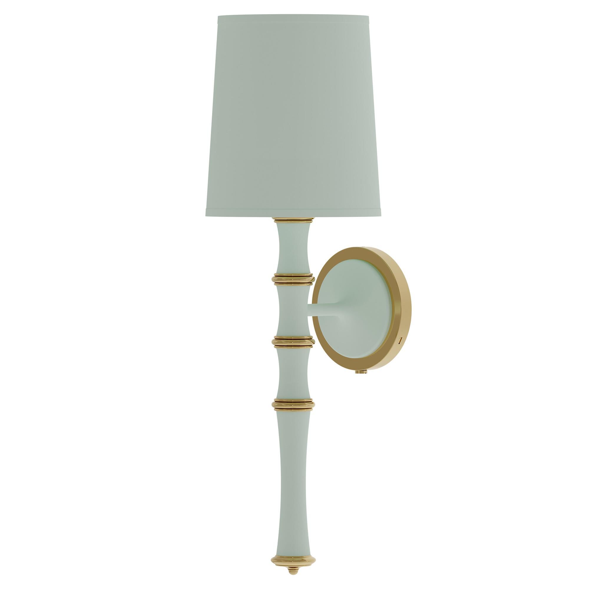 Shown in Matte Celadon finish and Celadon shade and Modern Brass  accent