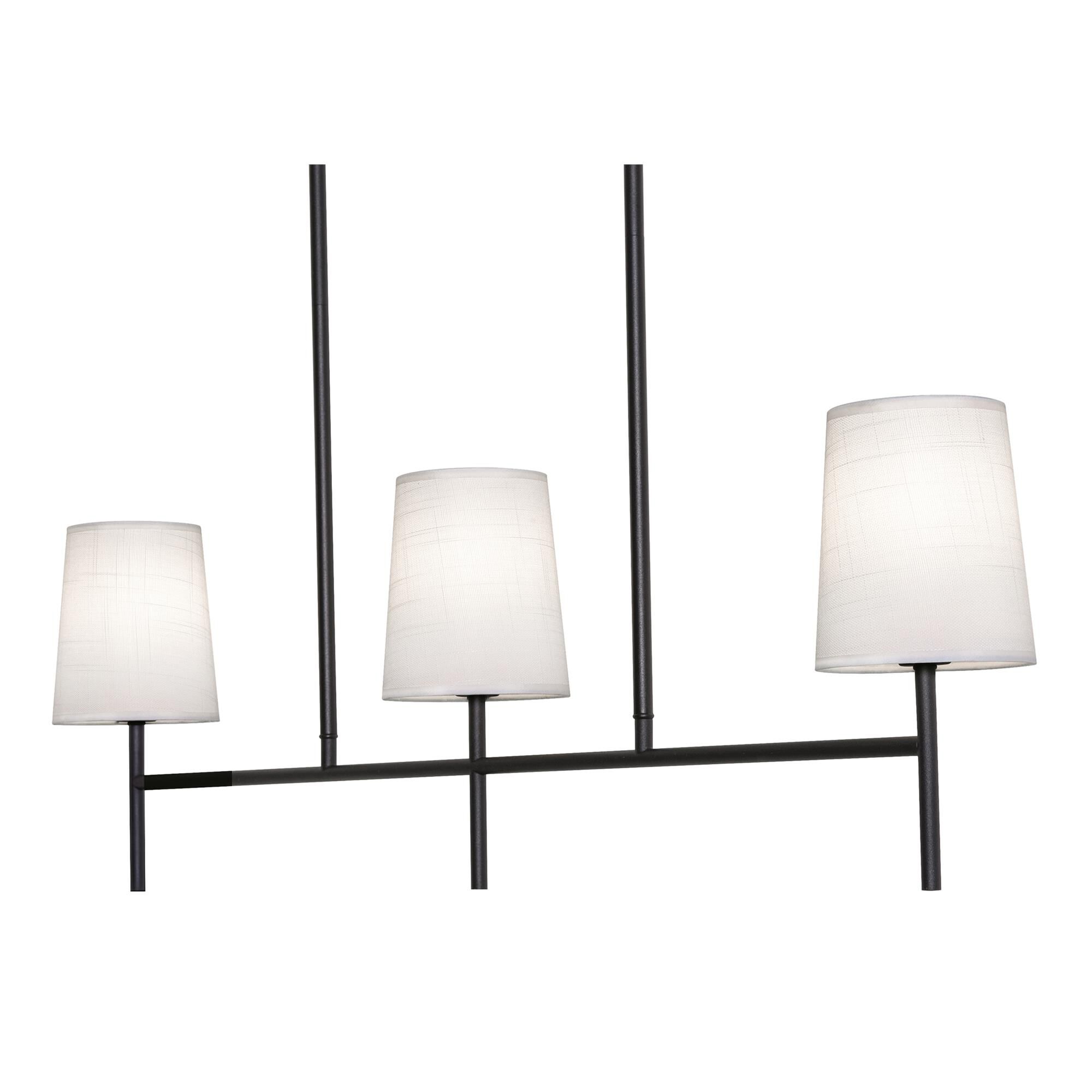 Shown in Black finish and White Linen shade