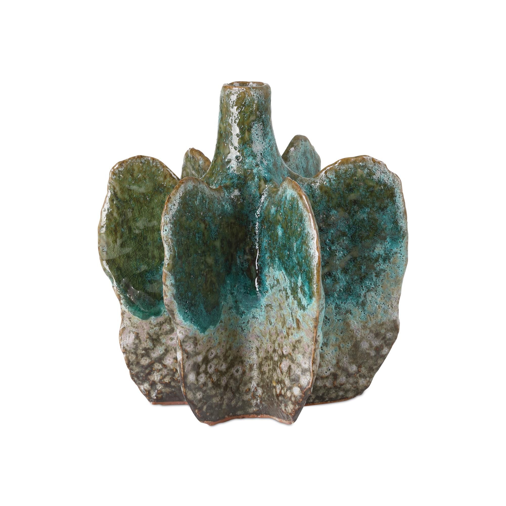 Shown in Turquoise and Brown finish