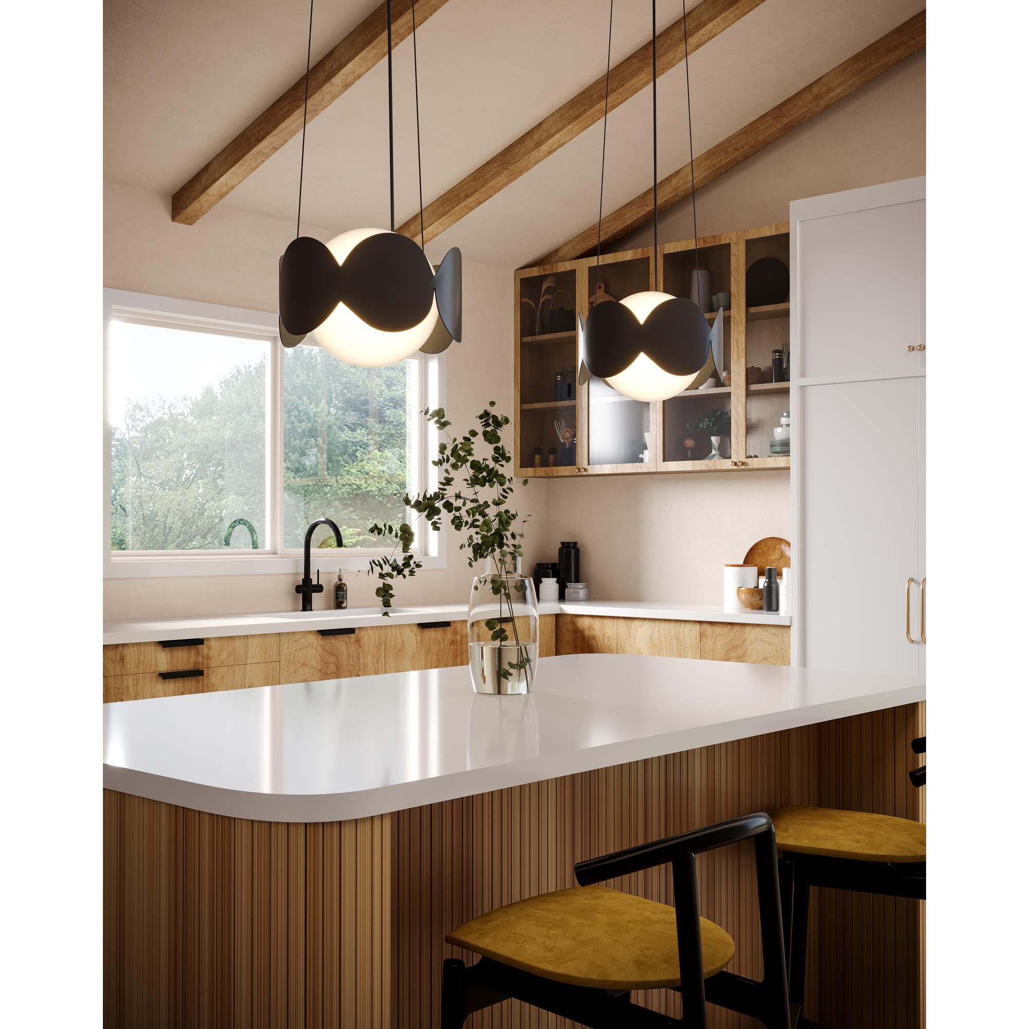 Shown in Chrome finish and Opal glass