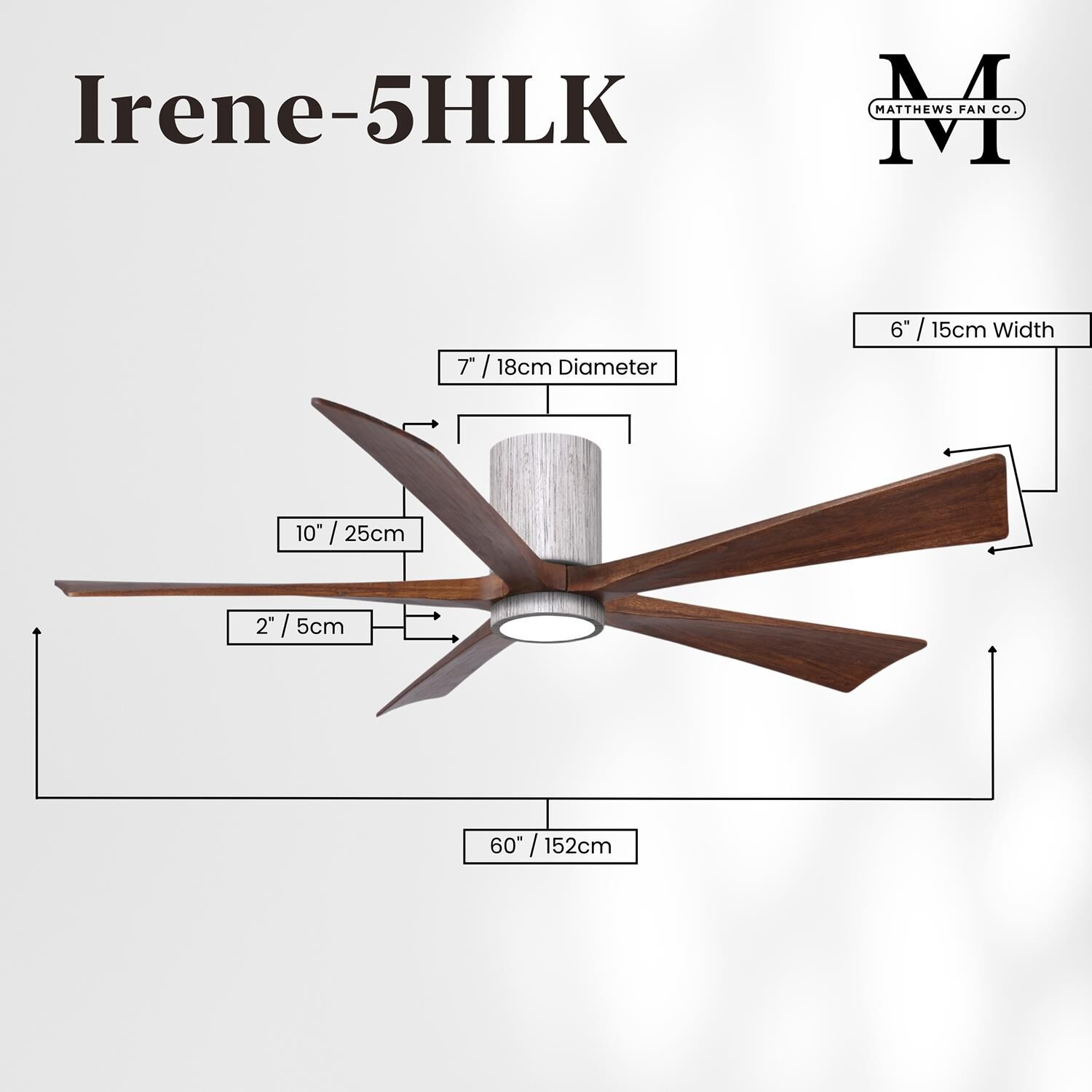Irene 60 Inch Flush Mount Fan with Light Kit by Matthews Fan Company