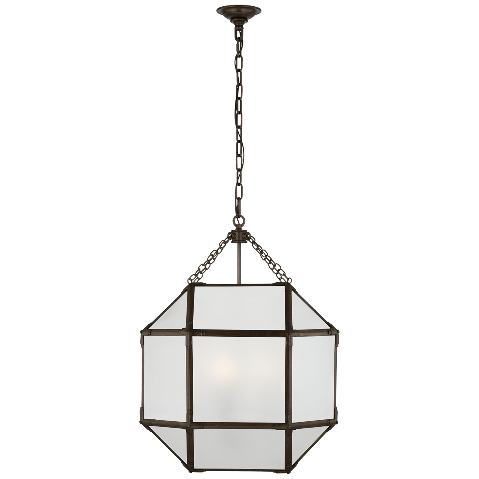 Shown in Antique Zinc finish and Frosted glass