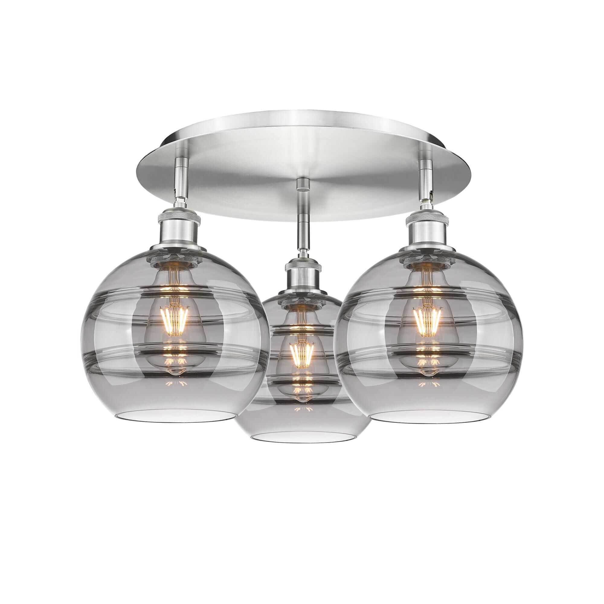 Shown in Satin Nickel finish and Light Smoke glass