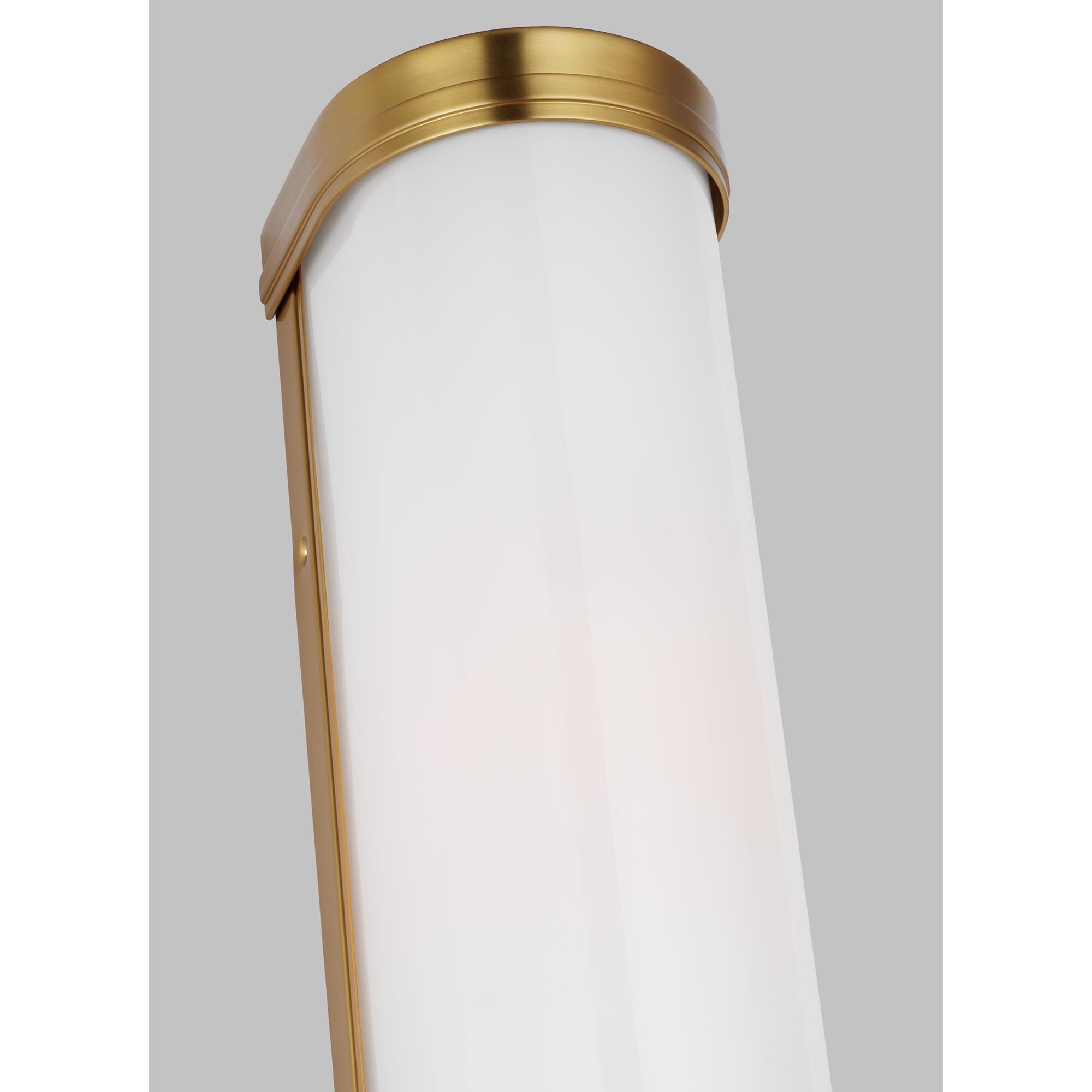 Shown in Burnished Brass finish and Opal Etched Glass shade