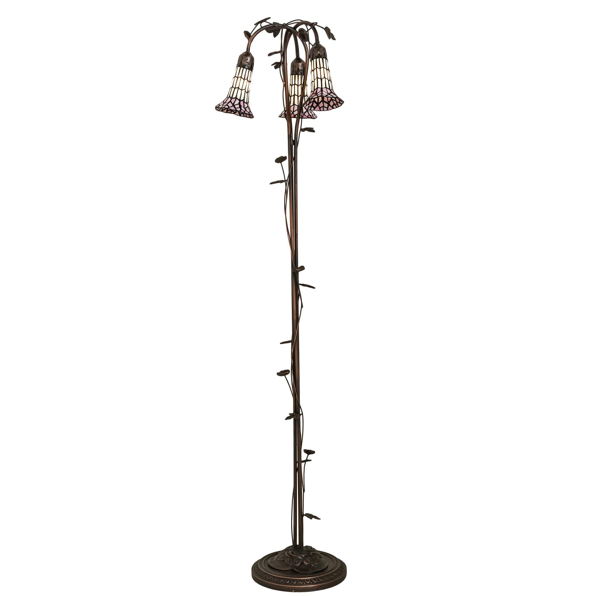 Shown in Mahogany Bronze finish and Pink;White glass