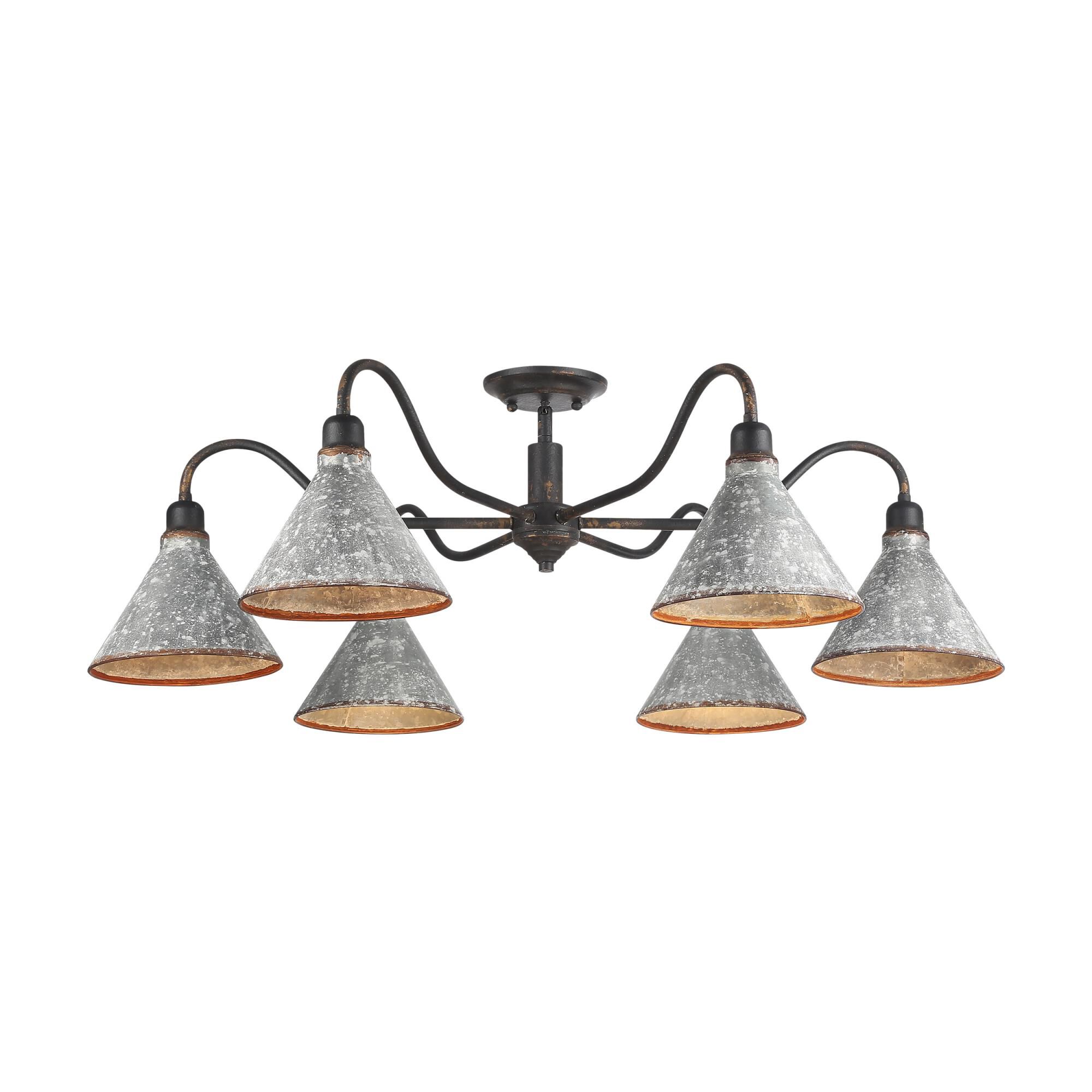 Shown in Antique Black Iron finish and Gray shade