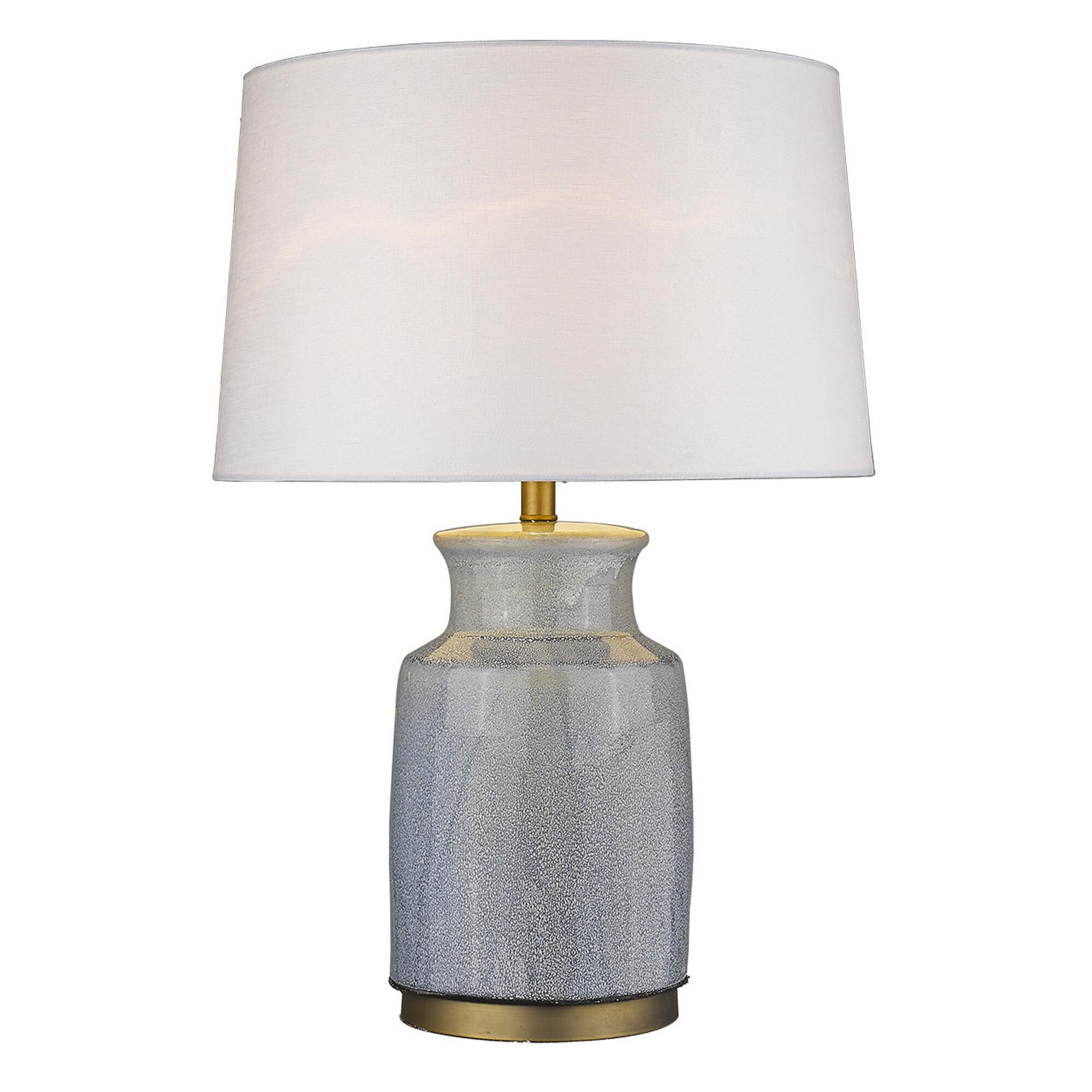 Shown in Brass finish and Seasalt glass and Seasalt Linen Tapered Drum shade