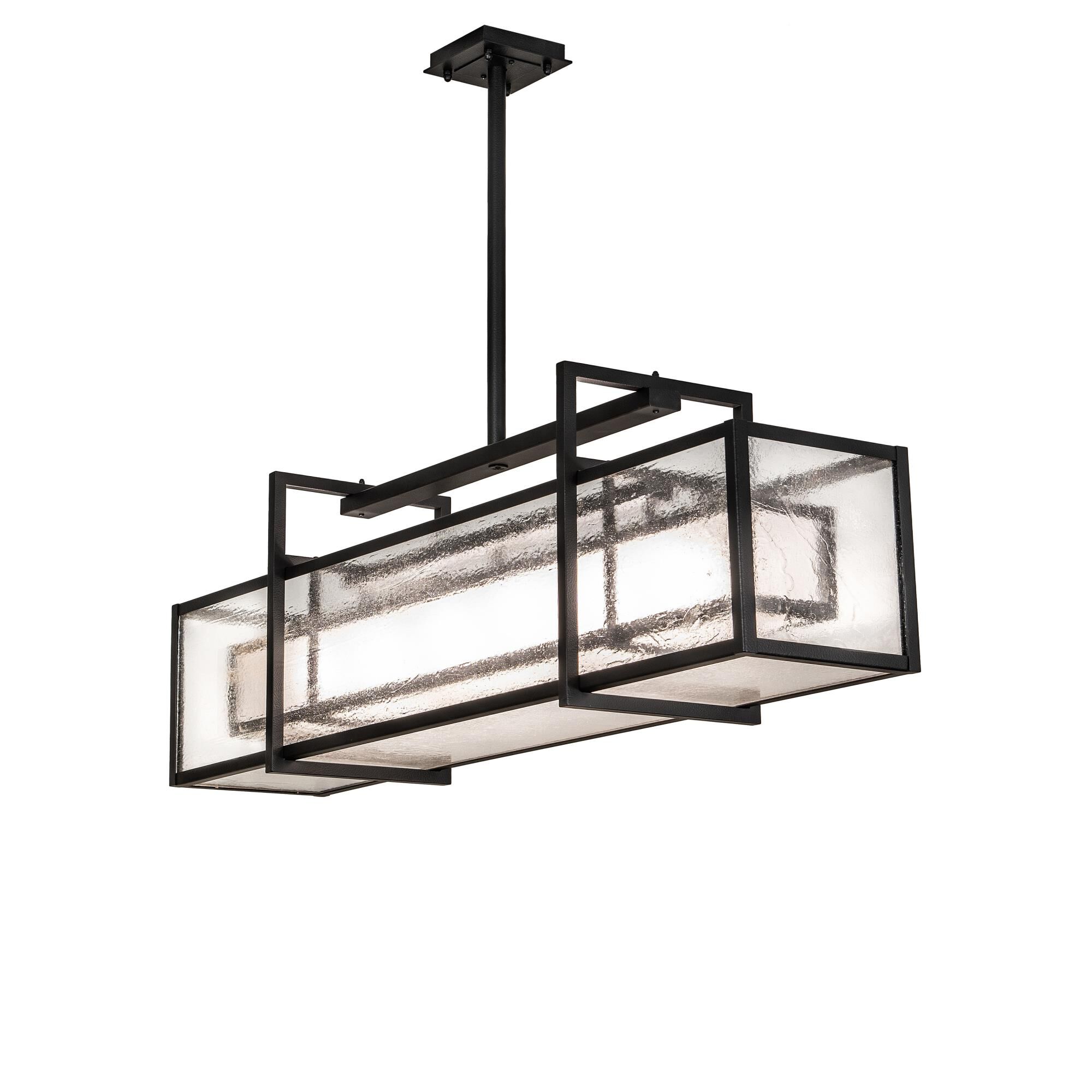 Shown in Wrought Iron finish and Black Metal Finish;Seeded  Or Acrylic glass